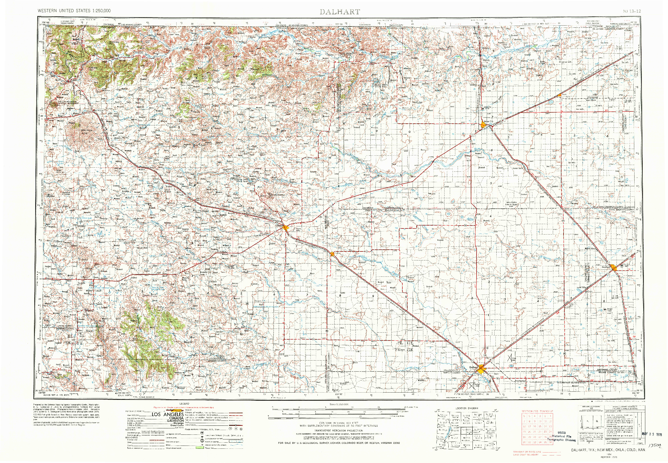 USGS 1:250000-SCALE QUADRANGLE FOR DALHART, TX 1954