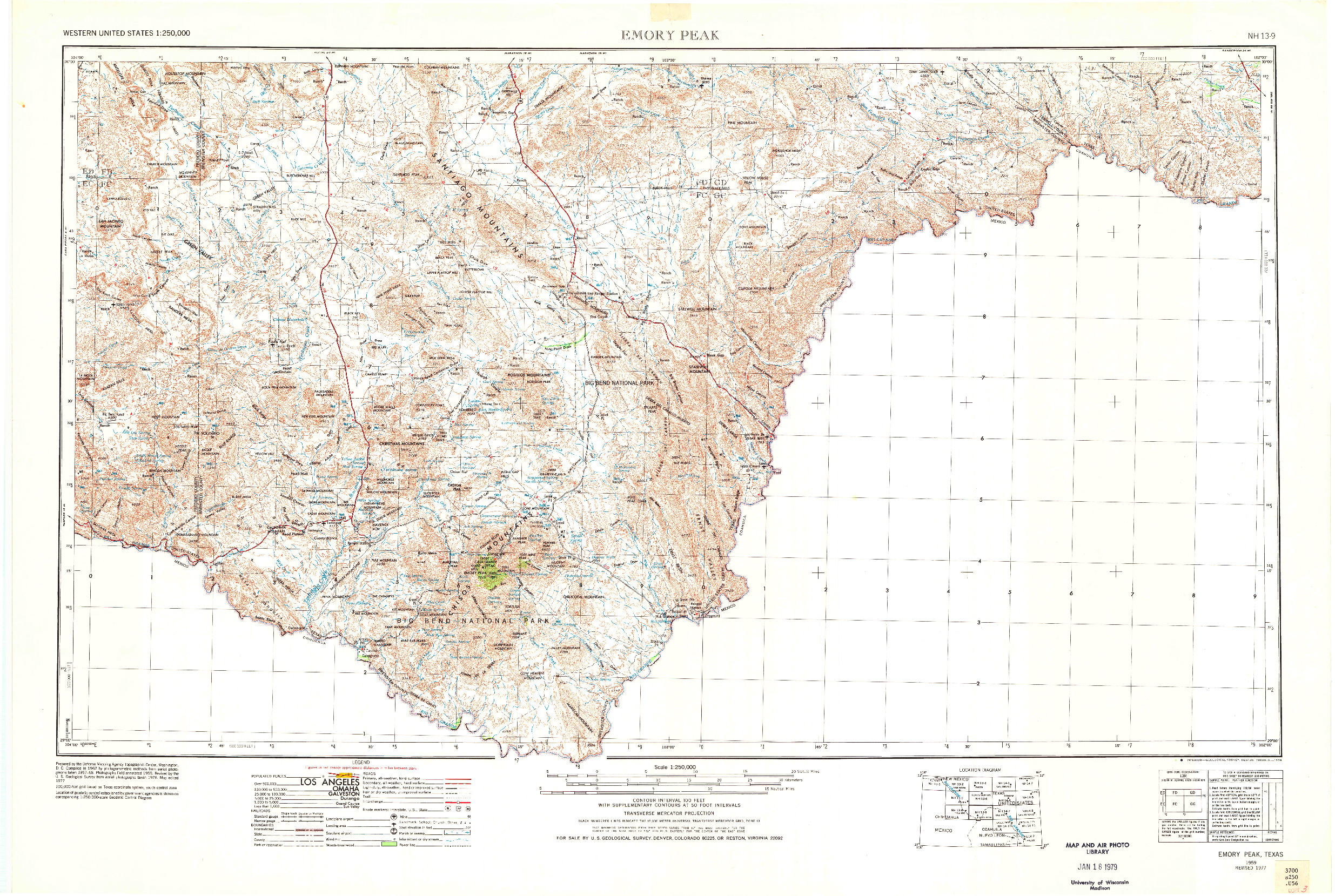 USGS 1:250000-SCALE QUADRANGLE FOR EMORY PEAK, TX 1959
