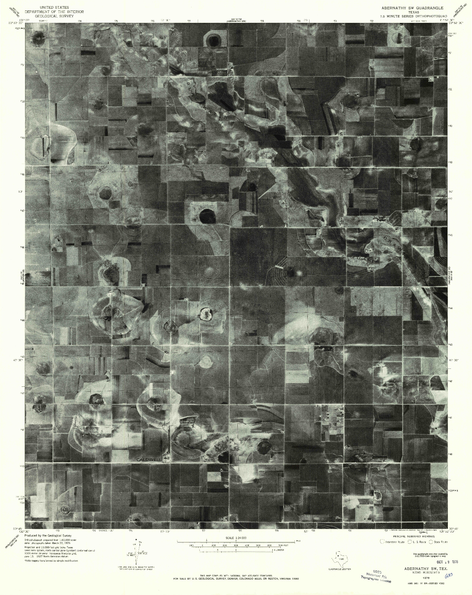 USGS 1:24000-SCALE QUADRANGLE FOR ABERNATHY SW, TX 1976