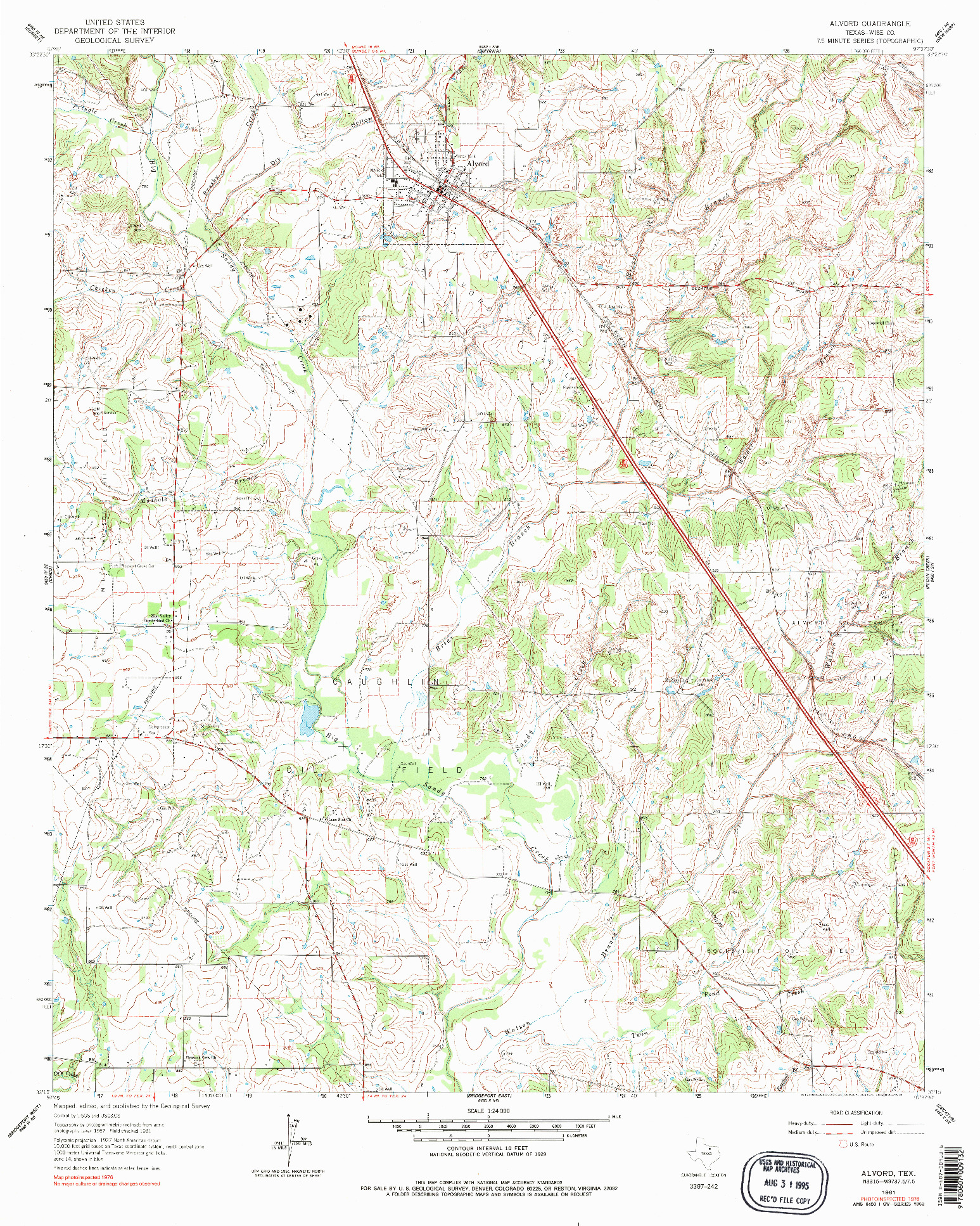 USGS 1:24000-SCALE QUADRANGLE FOR ALVORD, TX 1961
