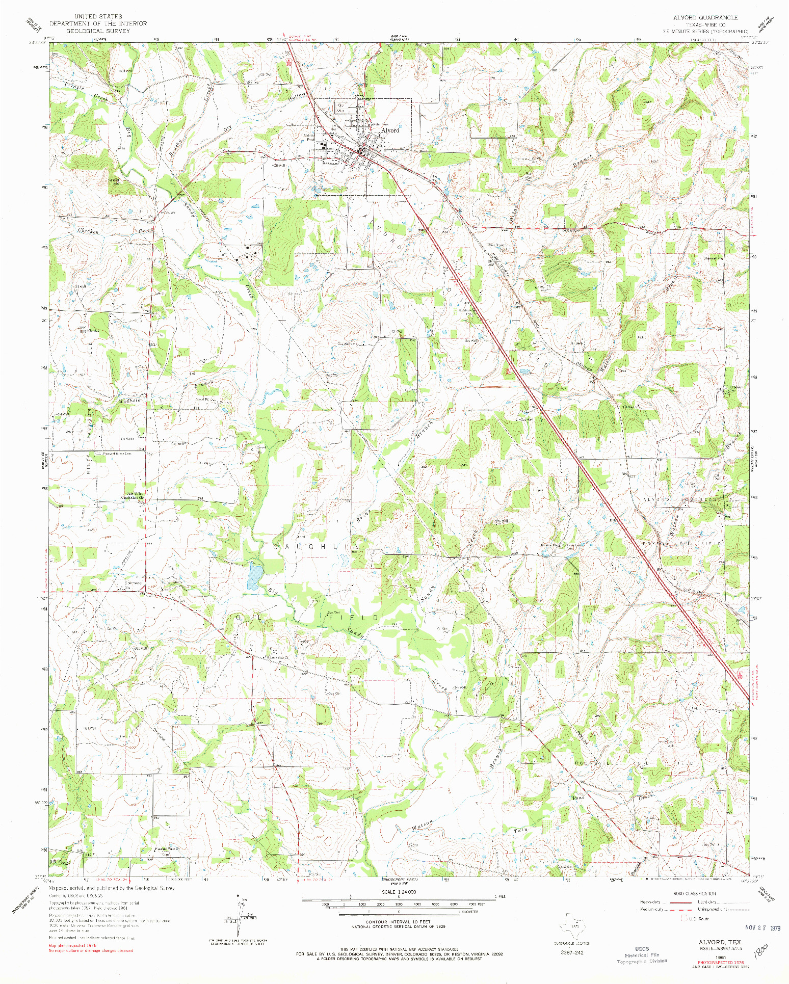 USGS 1:24000-SCALE QUADRANGLE FOR ALVORD, TX 1961