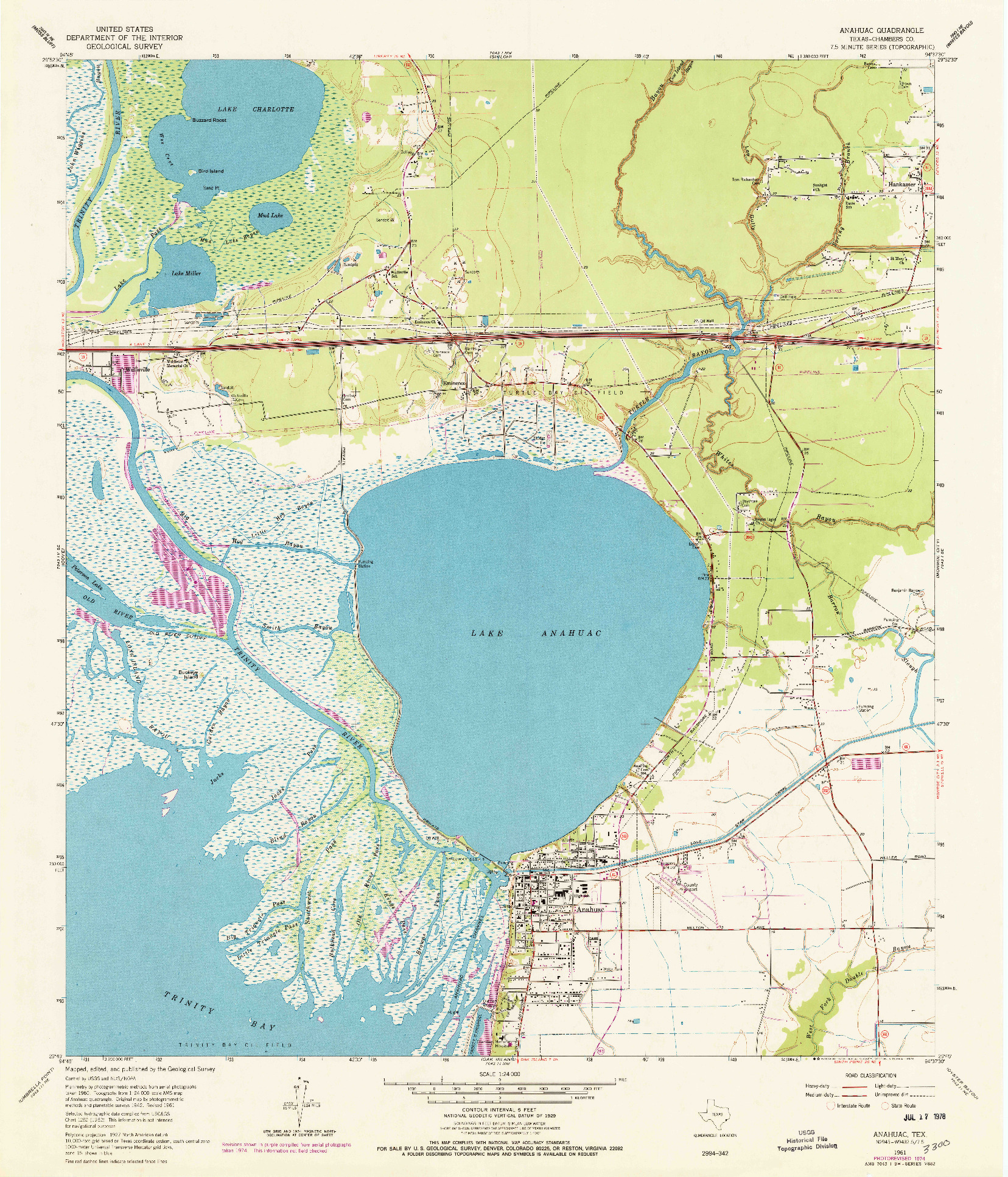 USGS 1:24000-SCALE QUADRANGLE FOR ANAHUAC, TX 1961