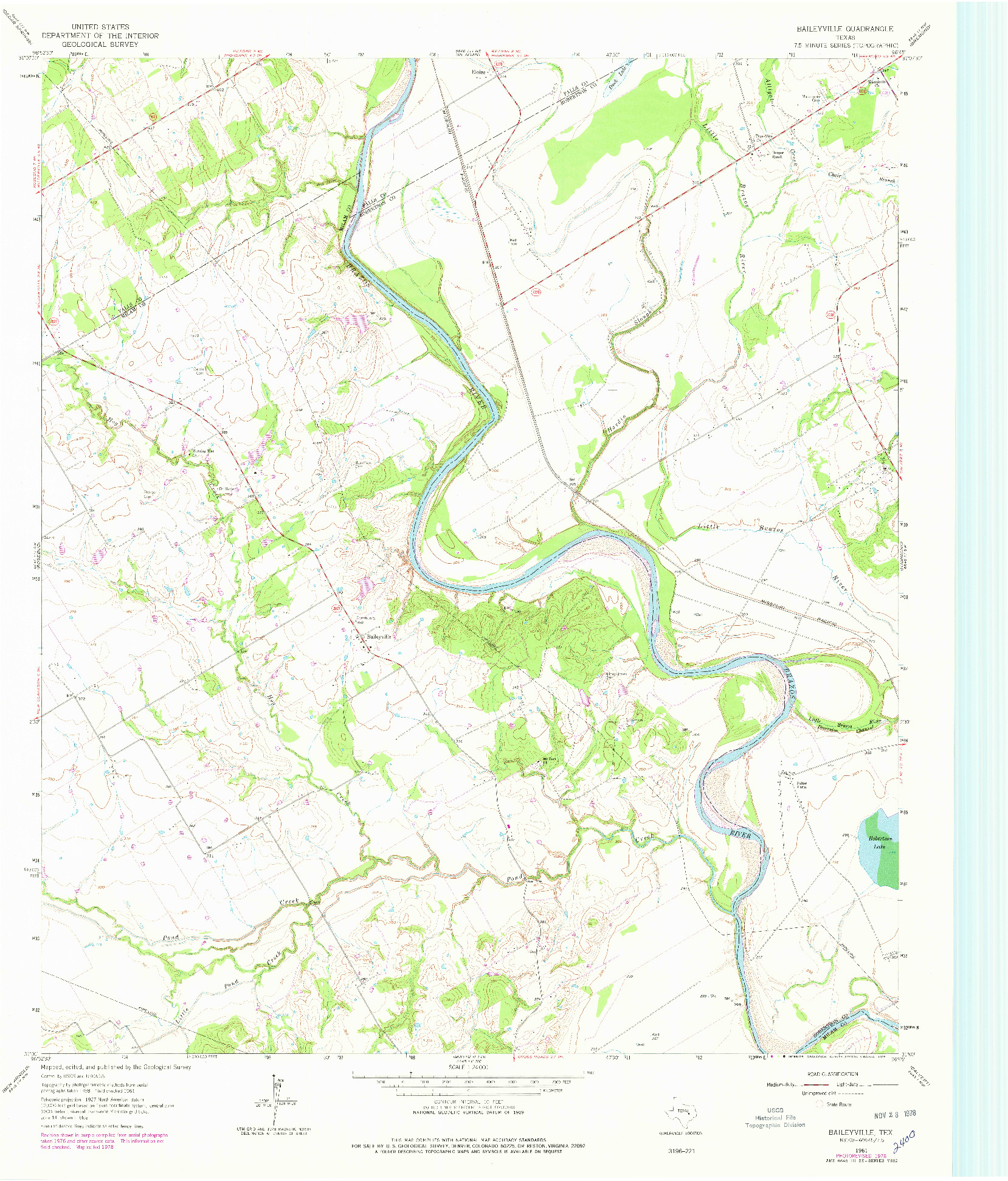 USGS 1:24000-SCALE QUADRANGLE FOR BAILEYVILLE, TX 1961