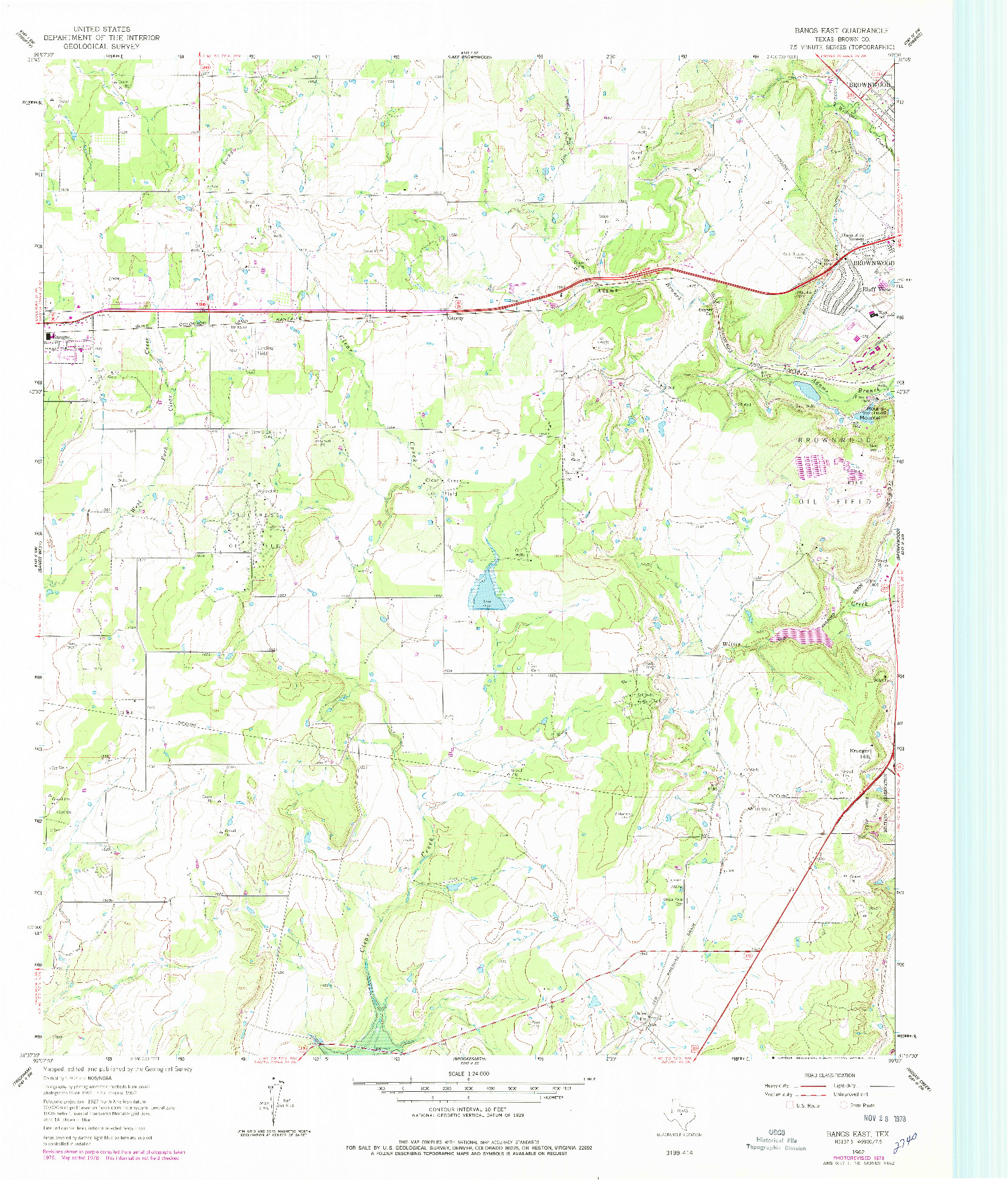 USGS 1:24000-SCALE QUADRANGLE FOR BANGS EAST, TX 1962