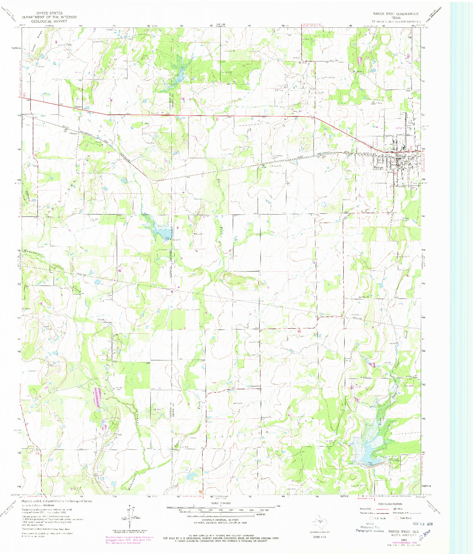 USGS 1:24000-SCALE QUADRANGLE FOR BANGS WEST, TX 1962