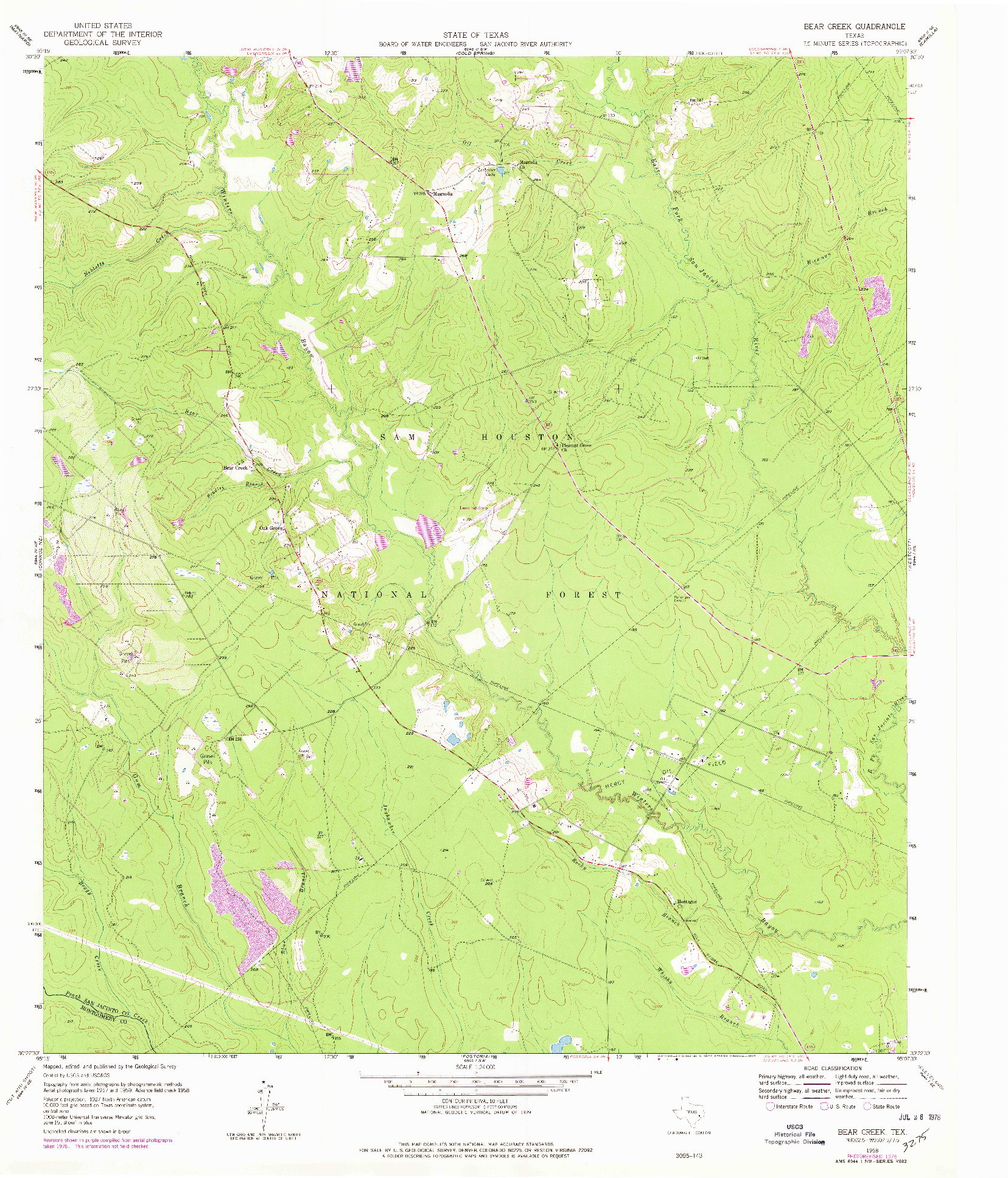 USGS 1:24000-SCALE QUADRANGLE FOR BEAR CREEK, TX 1958