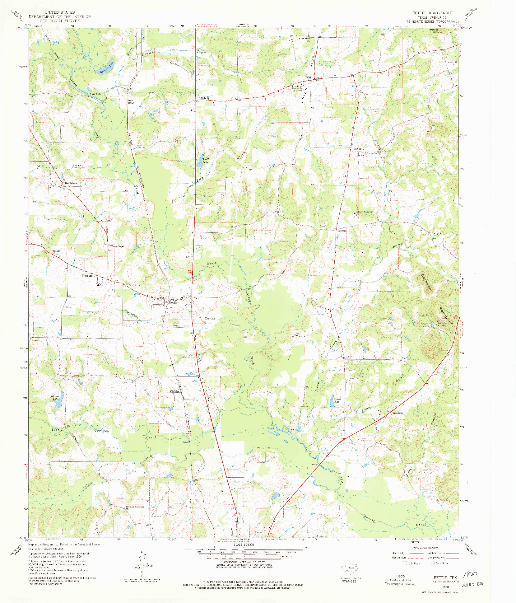 USGS 1:24000-SCALE QUADRANGLE FOR BETTIE, TX 1960