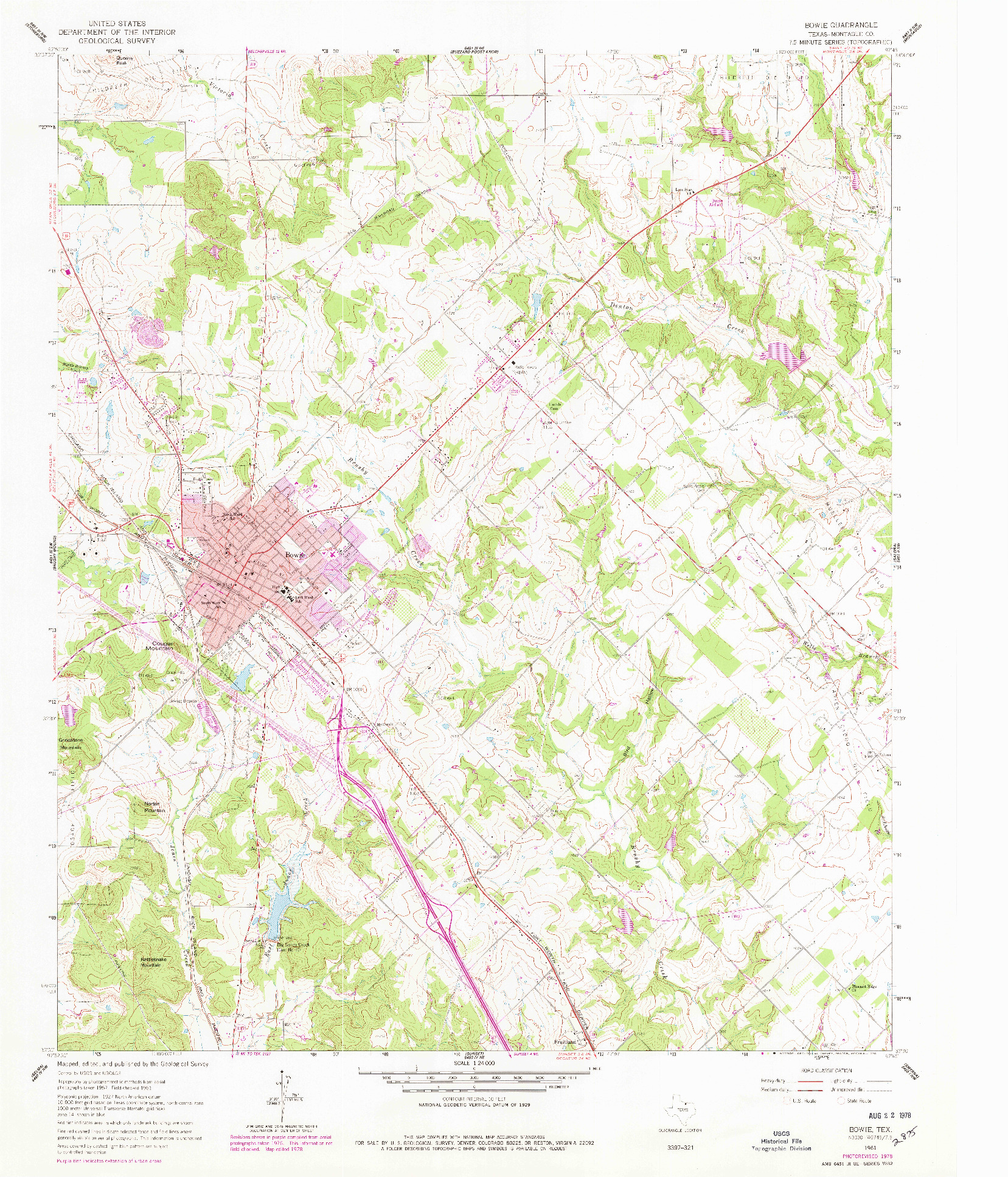 USGS 1:24000-SCALE QUADRANGLE FOR BOWIE, TX 1961