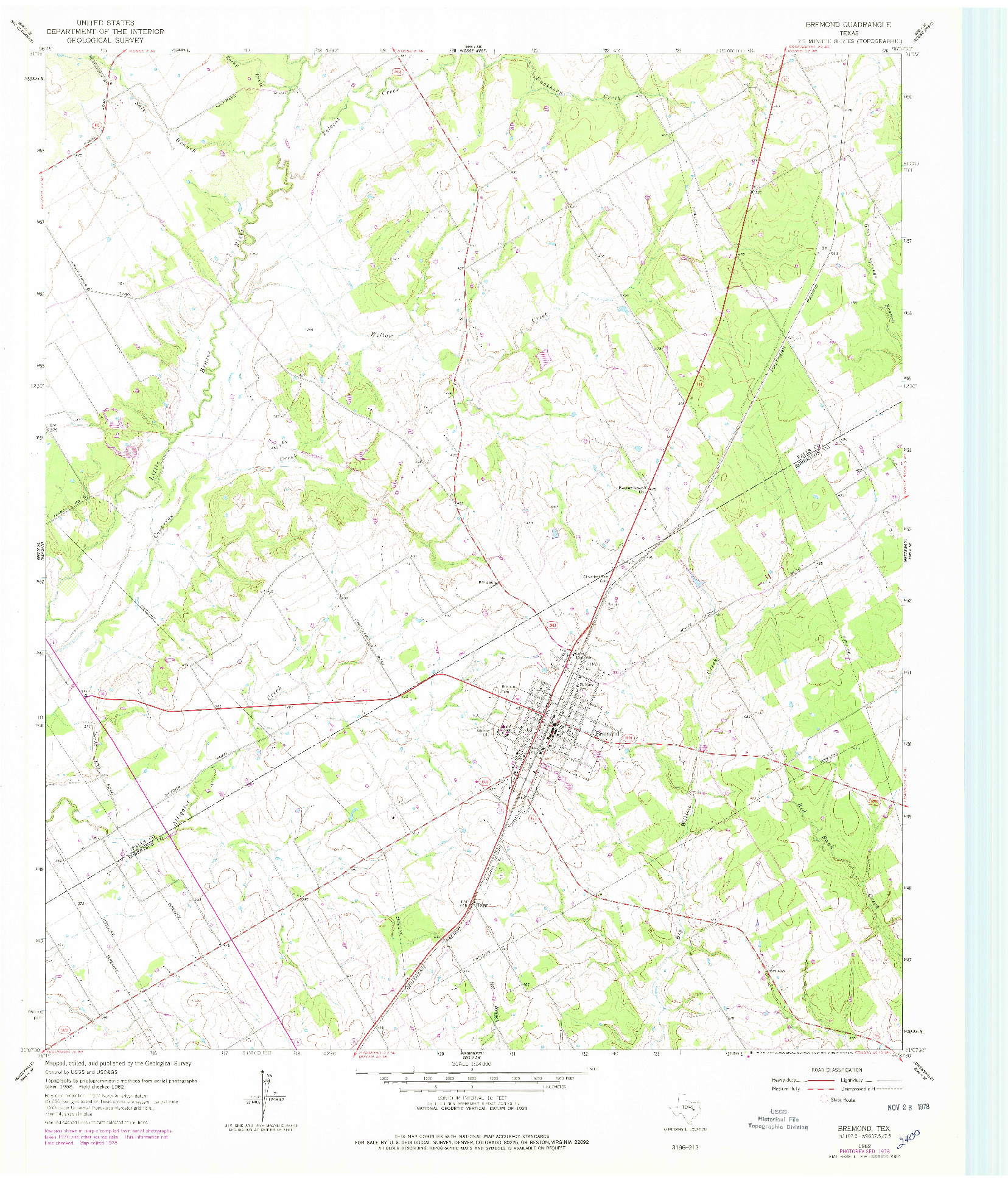 USGS 1:24000-SCALE QUADRANGLE FOR BREMOND, TX 1962