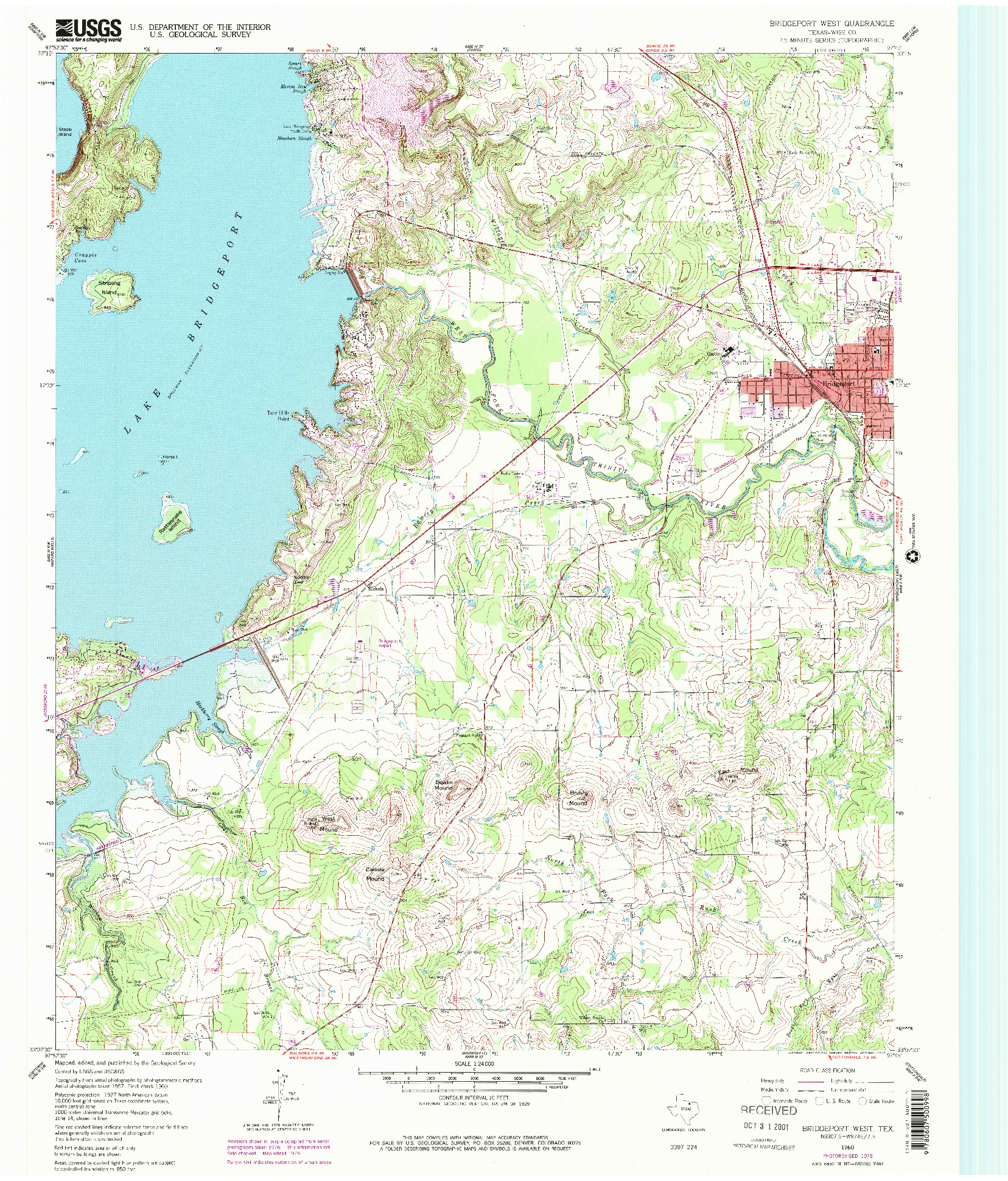 USGS 1:24000-SCALE QUADRANGLE FOR BRIDGEPORT WEST, TX 1960