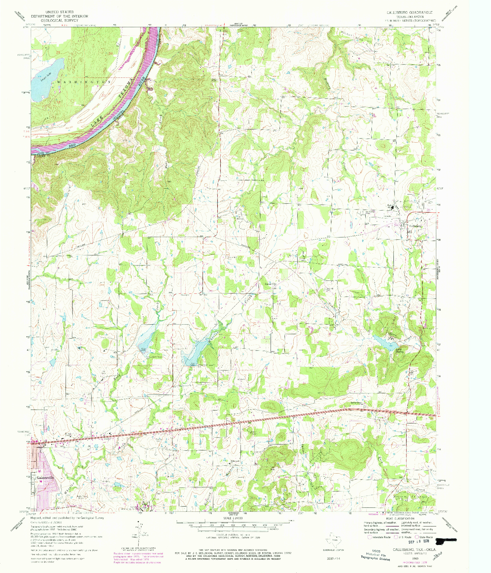 USGS 1:24000-SCALE QUADRANGLE FOR CALLISBURG, TX 1960