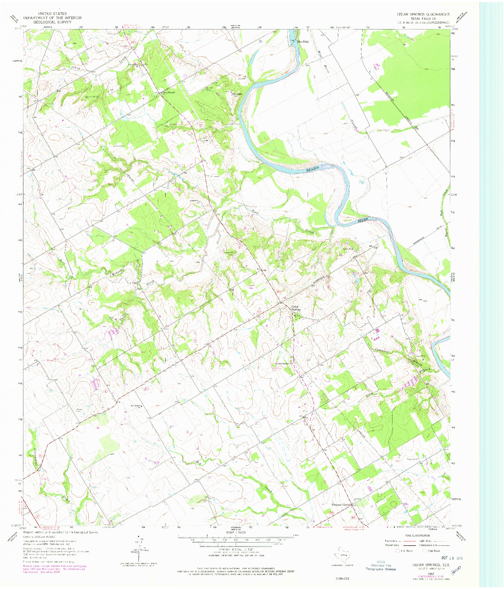 USGS 1:24000-SCALE QUADRANGLE FOR CEDAR SPRINGS, TX 1962