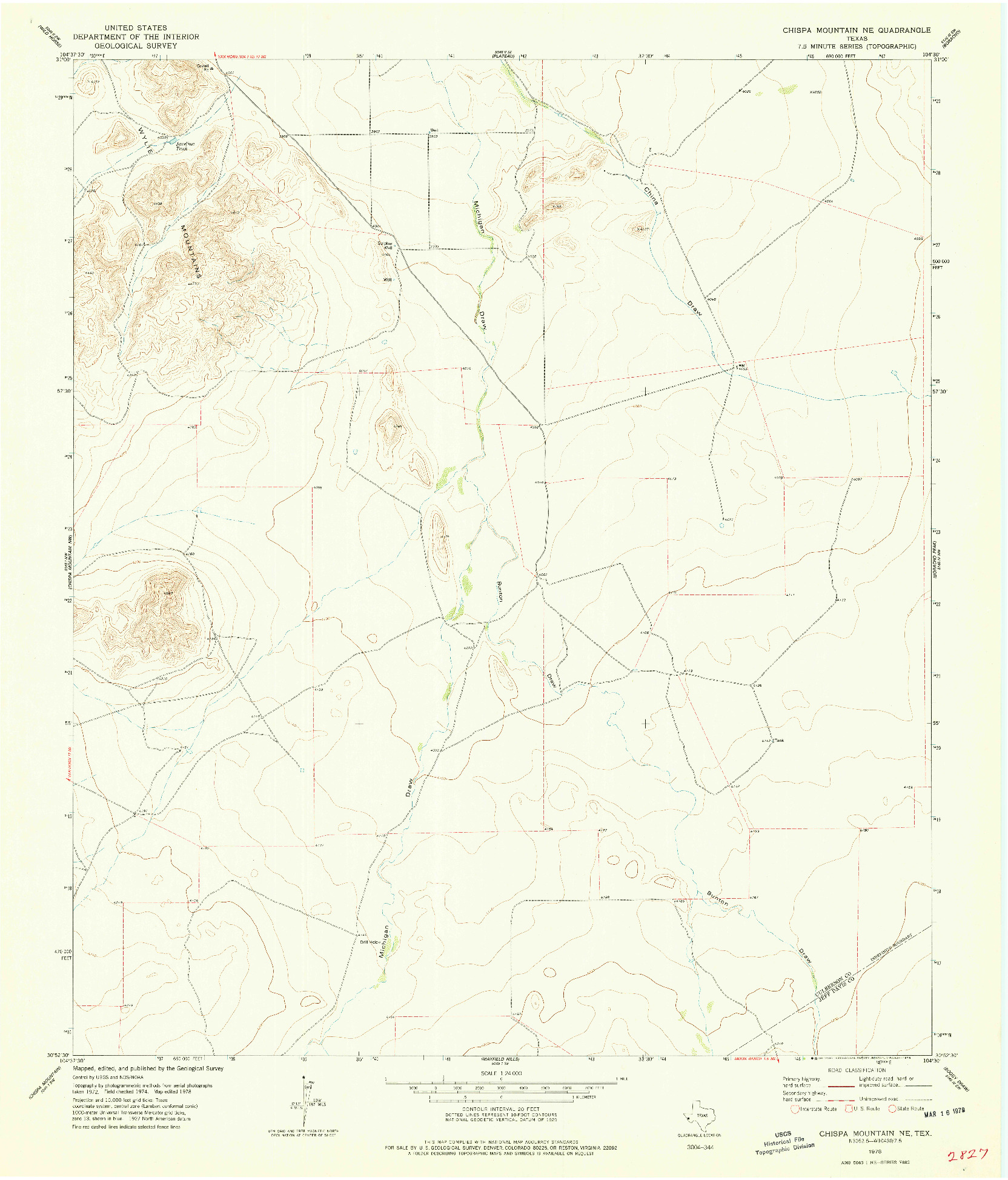 USGS 1:24000-SCALE QUADRANGLE FOR CHISPA MOUNTAIN NE, TX 1978