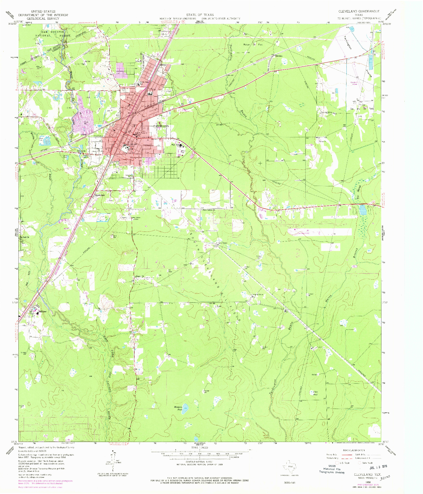 USGS 1:24000-SCALE QUADRANGLE FOR CLEVELAND, TX 1958