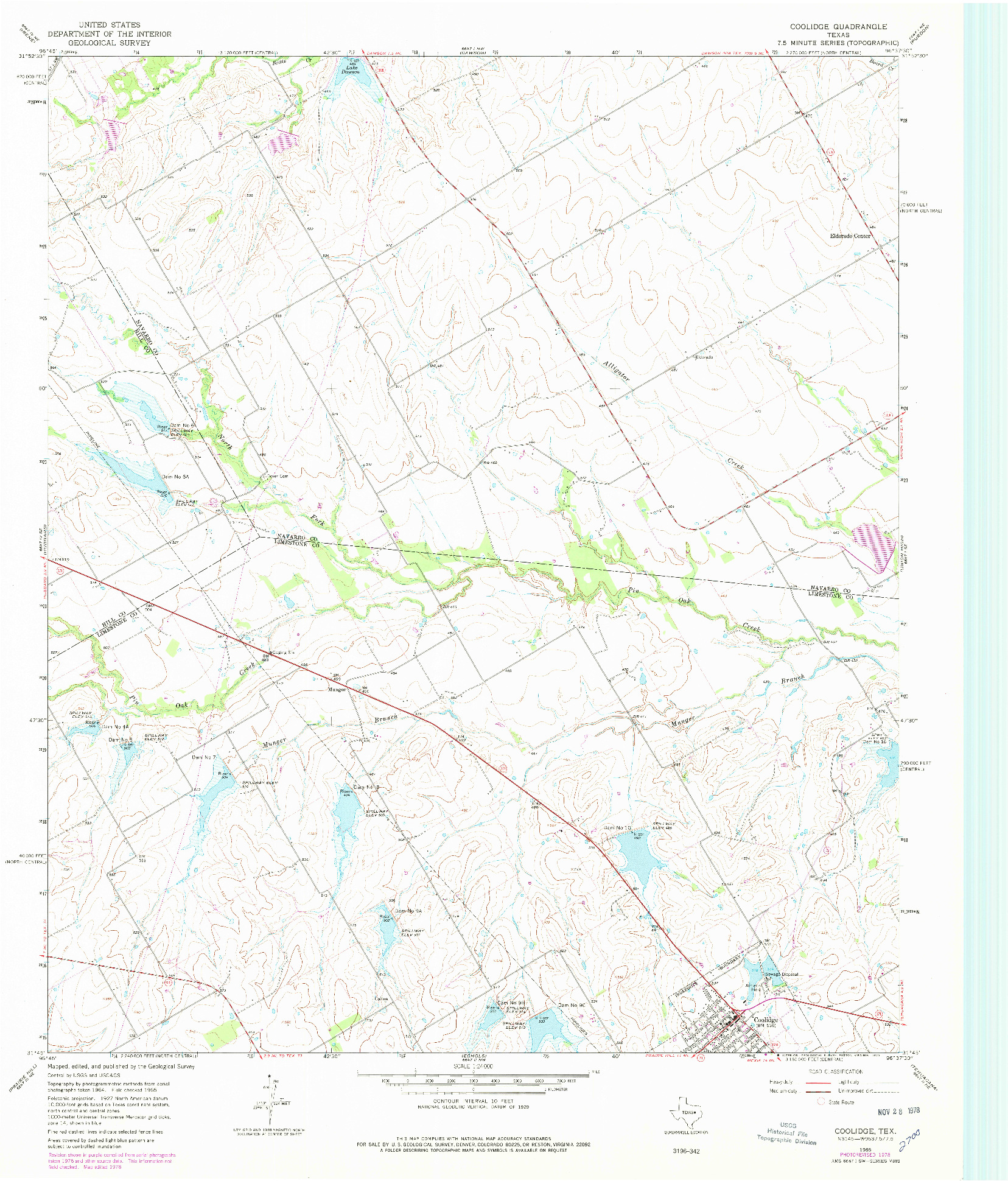 USGS 1:24000-SCALE QUADRANGLE FOR COOLIDGE, TX 1965