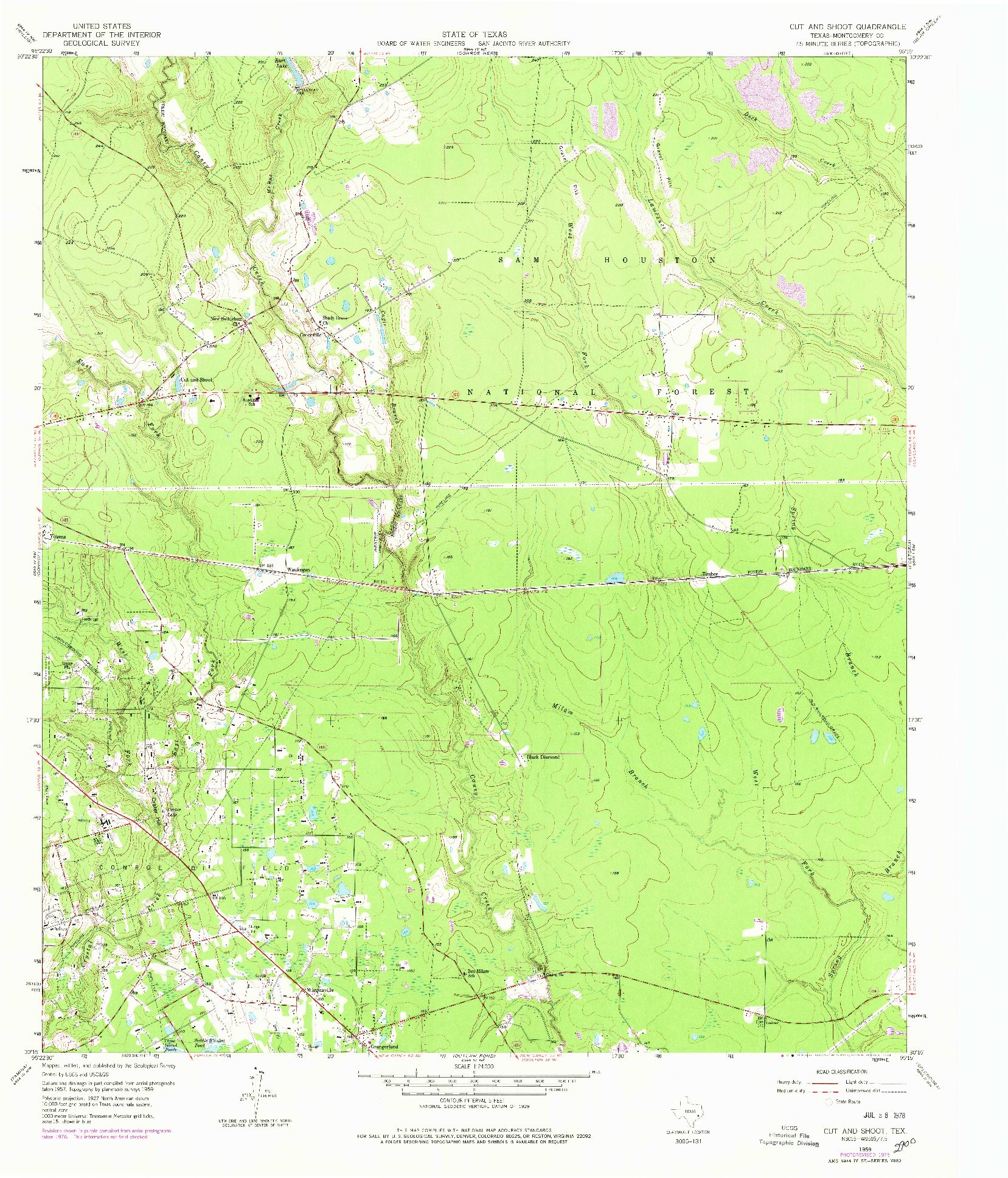 USGS 1:24000-SCALE QUADRANGLE FOR CUT AND SHOOT, TX 1959