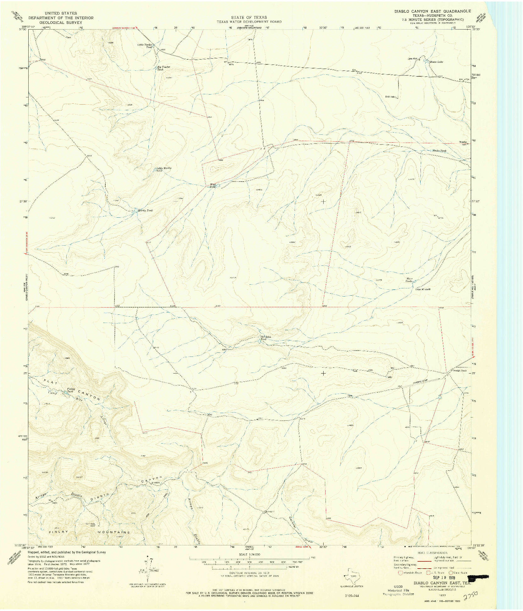 USGS 1:24000-SCALE QUADRANGLE FOR DIABLO CANYON EAST, TX 1977