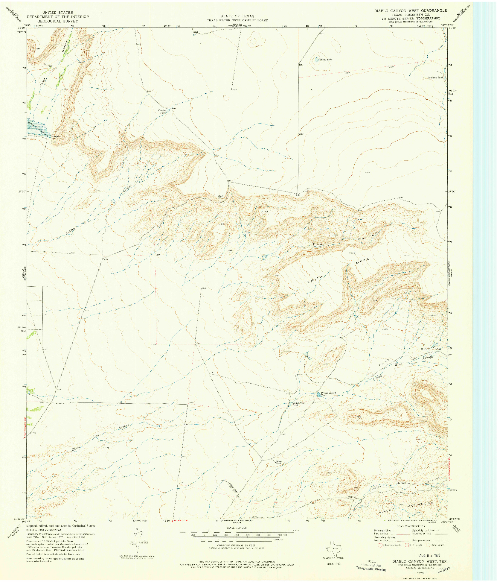 USGS 1:24000-SCALE QUADRANGLE FOR DIABLO CANYON WEST, TX 1978