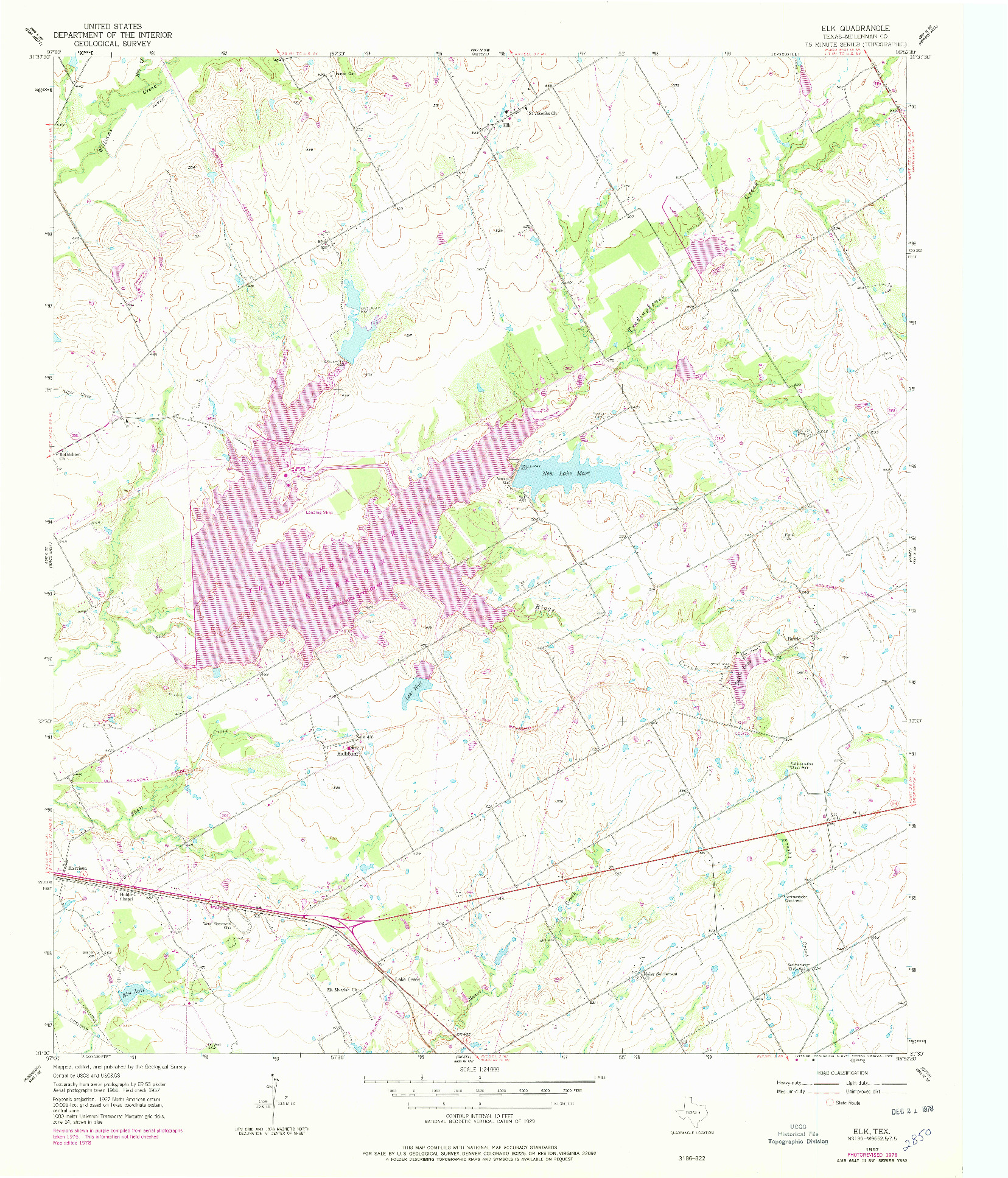 USGS 1:24000-SCALE QUADRANGLE FOR ELK, TX 1957