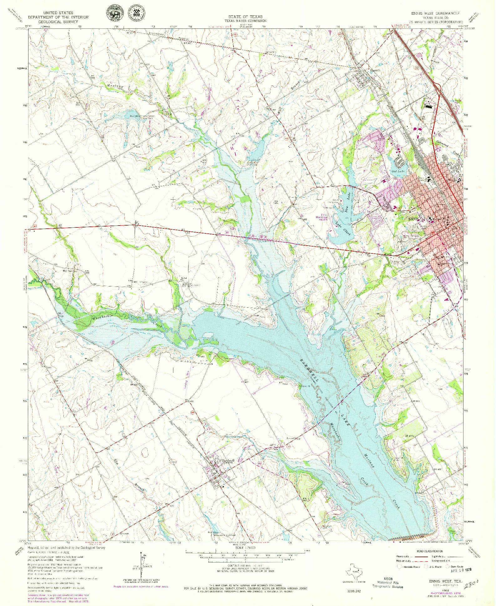 USGS 1:24000-SCALE QUADRANGLE FOR ENNIS WEST, TX 1962