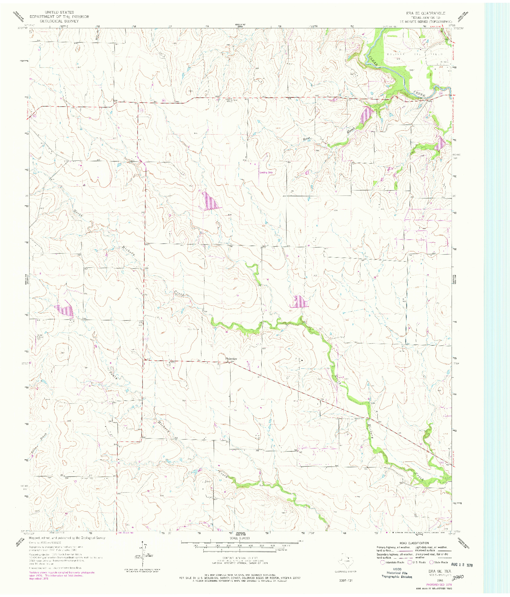 USGS 1:24000-SCALE QUADRANGLE FOR ERA SE, TX 1961