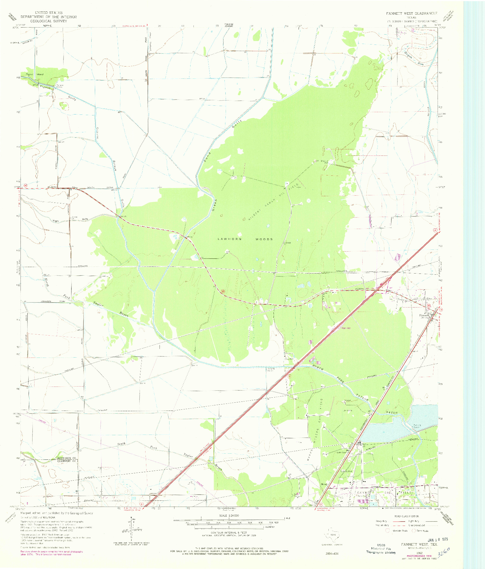 USGS 1:24000-SCALE QUADRANGLE FOR FANNETT WEST, TX 1962