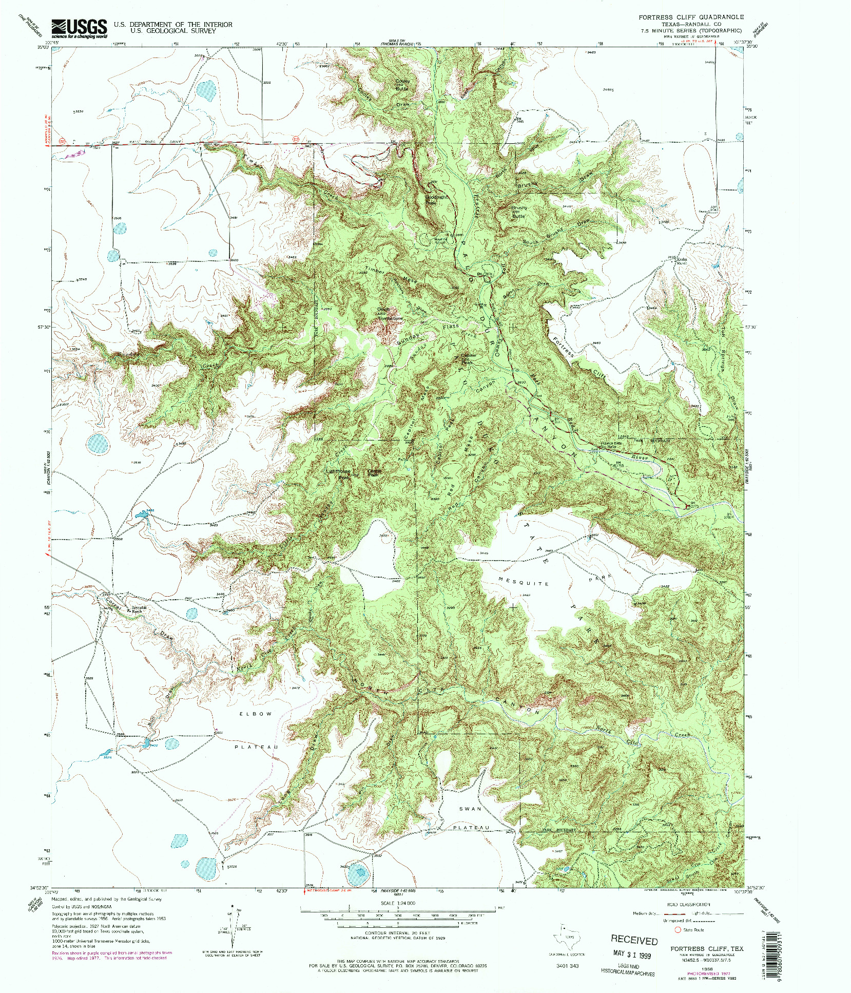 USGS 1:24000-SCALE QUADRANGLE FOR FORTRESS CLIFF, TX 1956