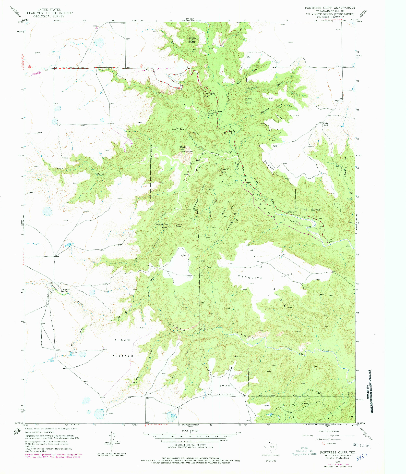 USGS 1:24000-SCALE QUADRANGLE FOR FORTRESS CLIFF, TX 1956