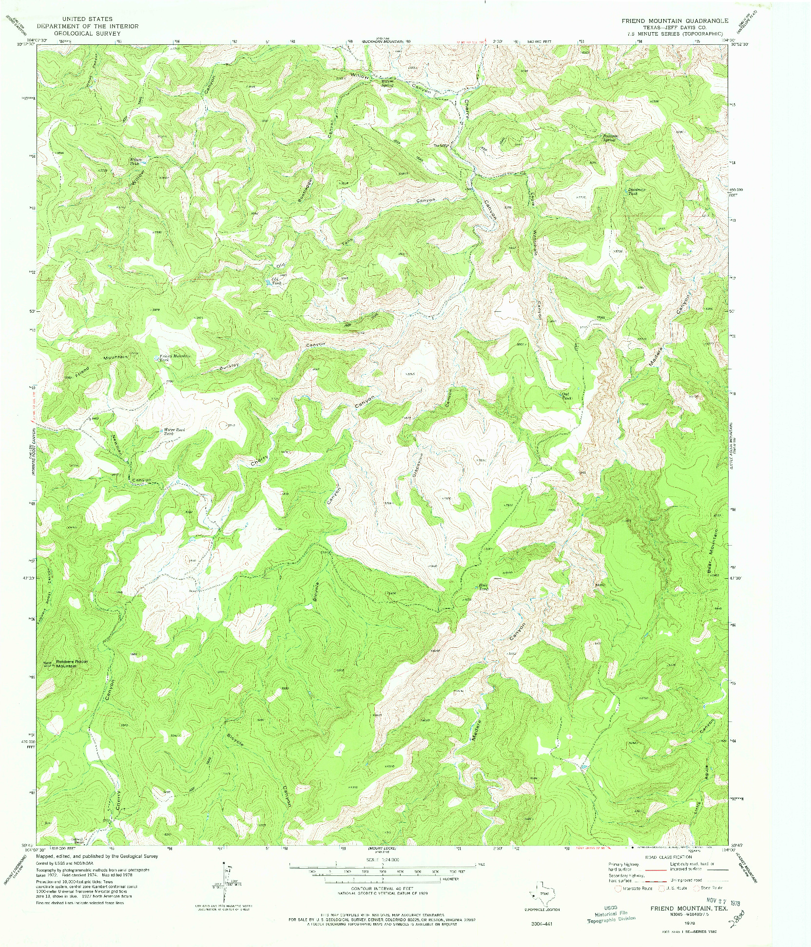 USGS 1:24000-SCALE QUADRANGLE FOR FRIEND MOUNTAIN, TX 1978