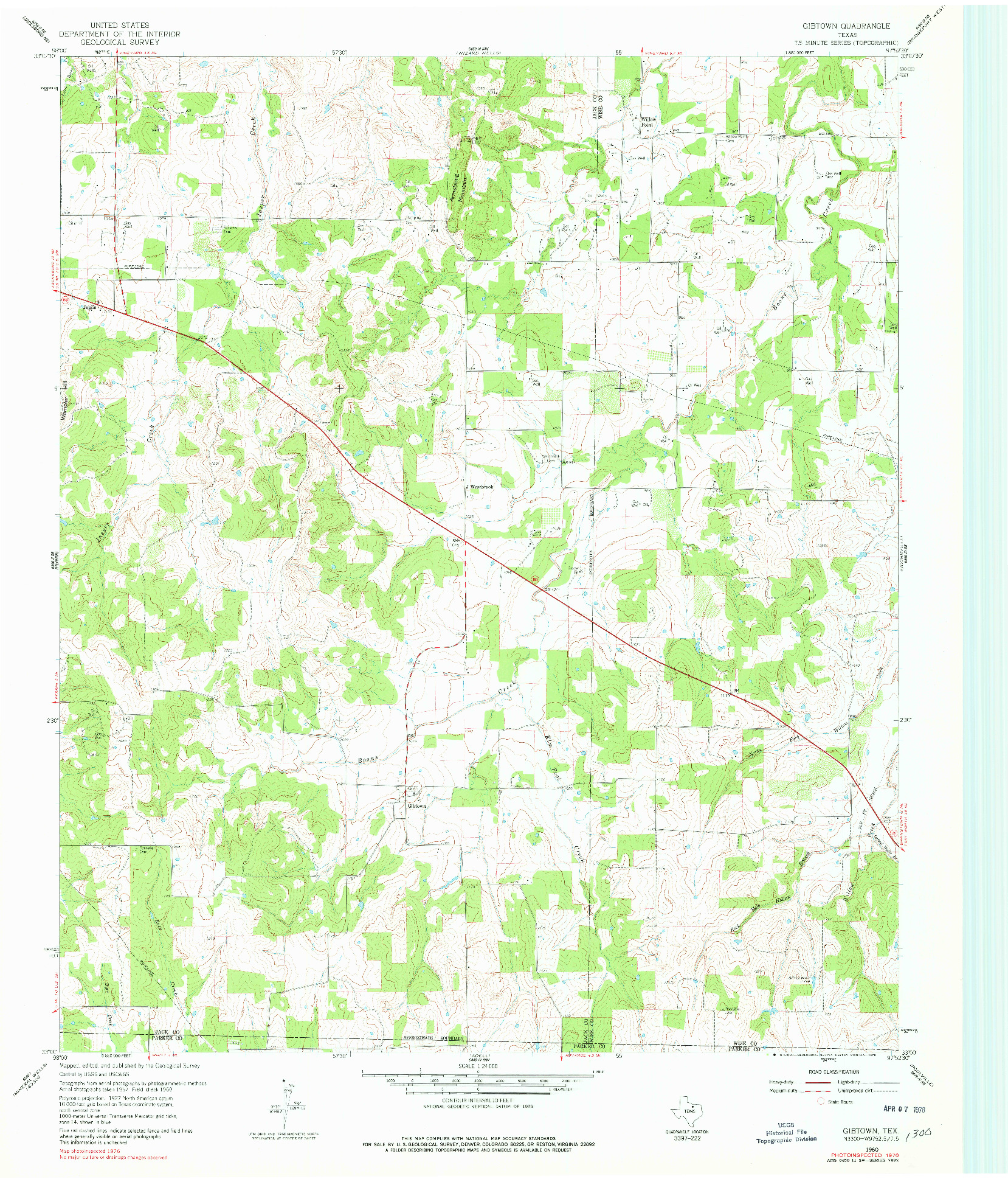 USGS 1:24000-SCALE QUADRANGLE FOR GIBTOWN, TX 1960