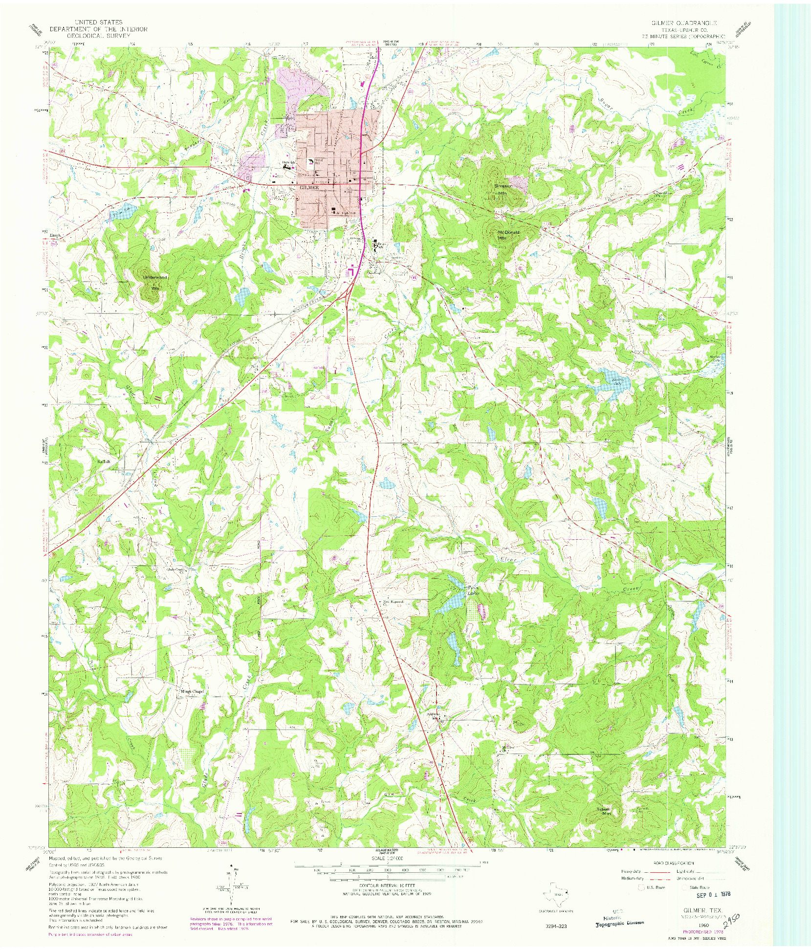 USGS 1:24000-SCALE QUADRANGLE FOR GILMER, TX 1960