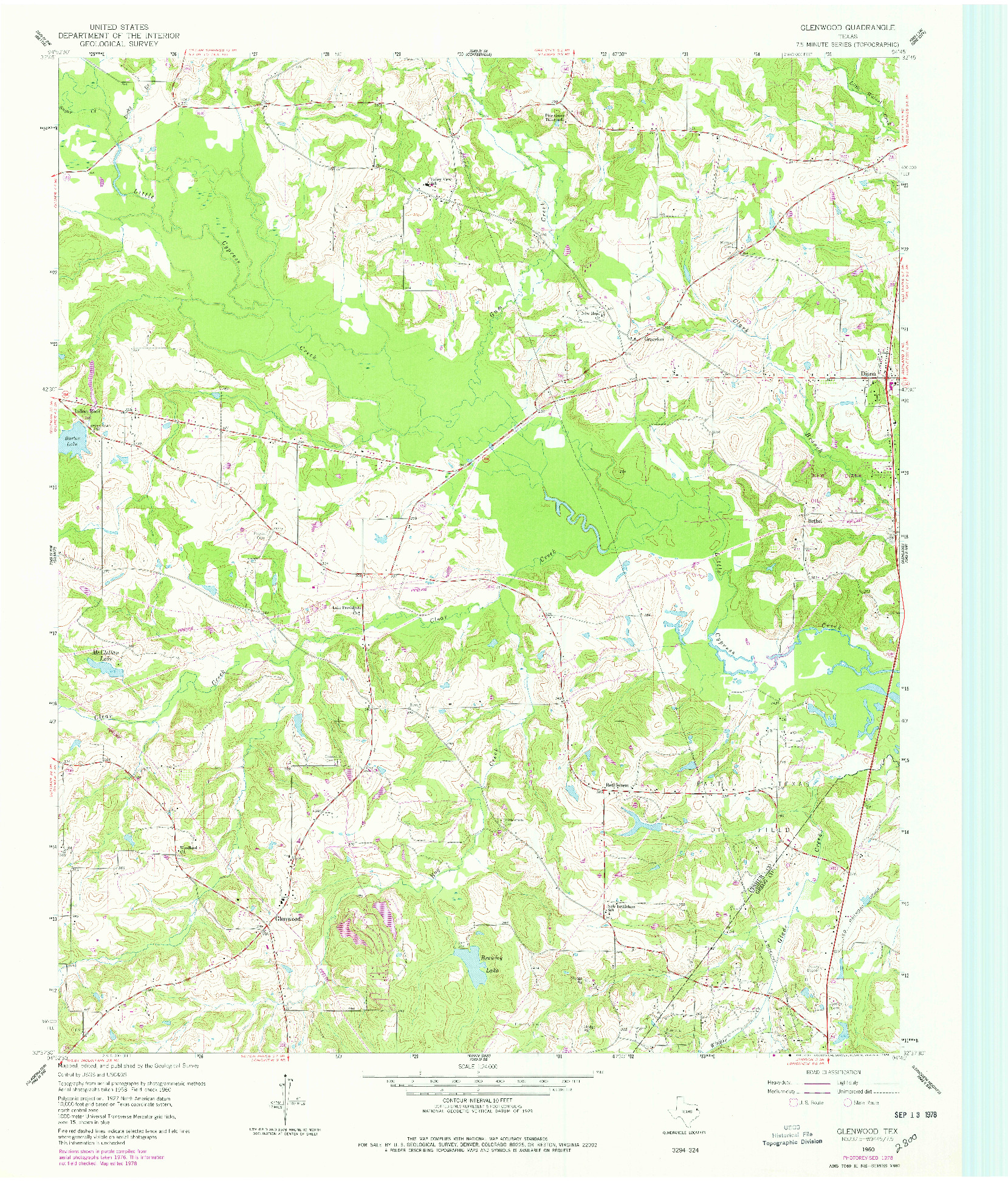 USGS 1:24000-SCALE QUADRANGLE FOR GLENWOOD, TX 1960