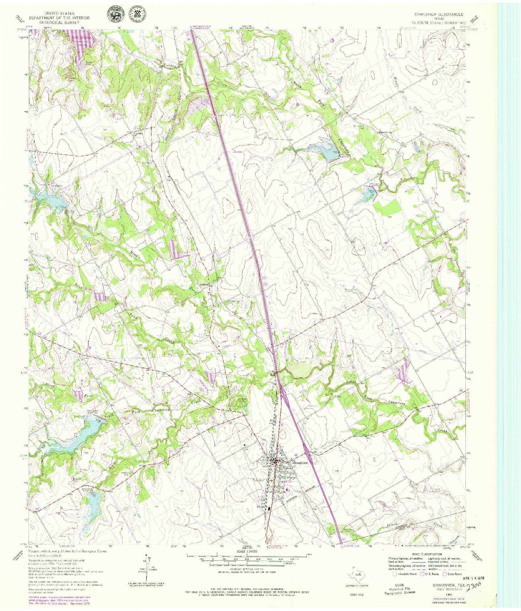 USGS 1:24000-SCALE QUADRANGLE FOR GRANDVIEW, TX 1961