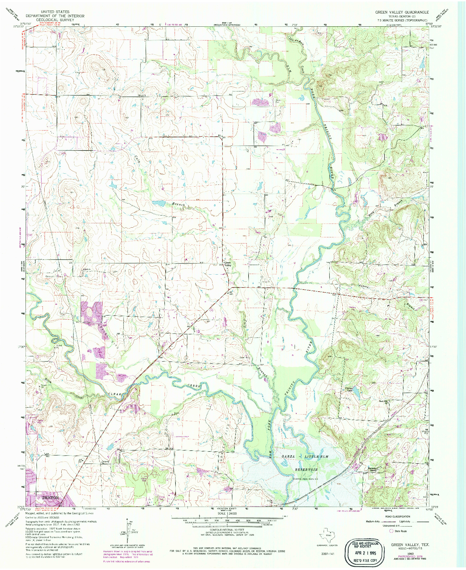 USGS 1:24000-SCALE QUADRANGLE FOR GREEN VALLEY, TX 1960