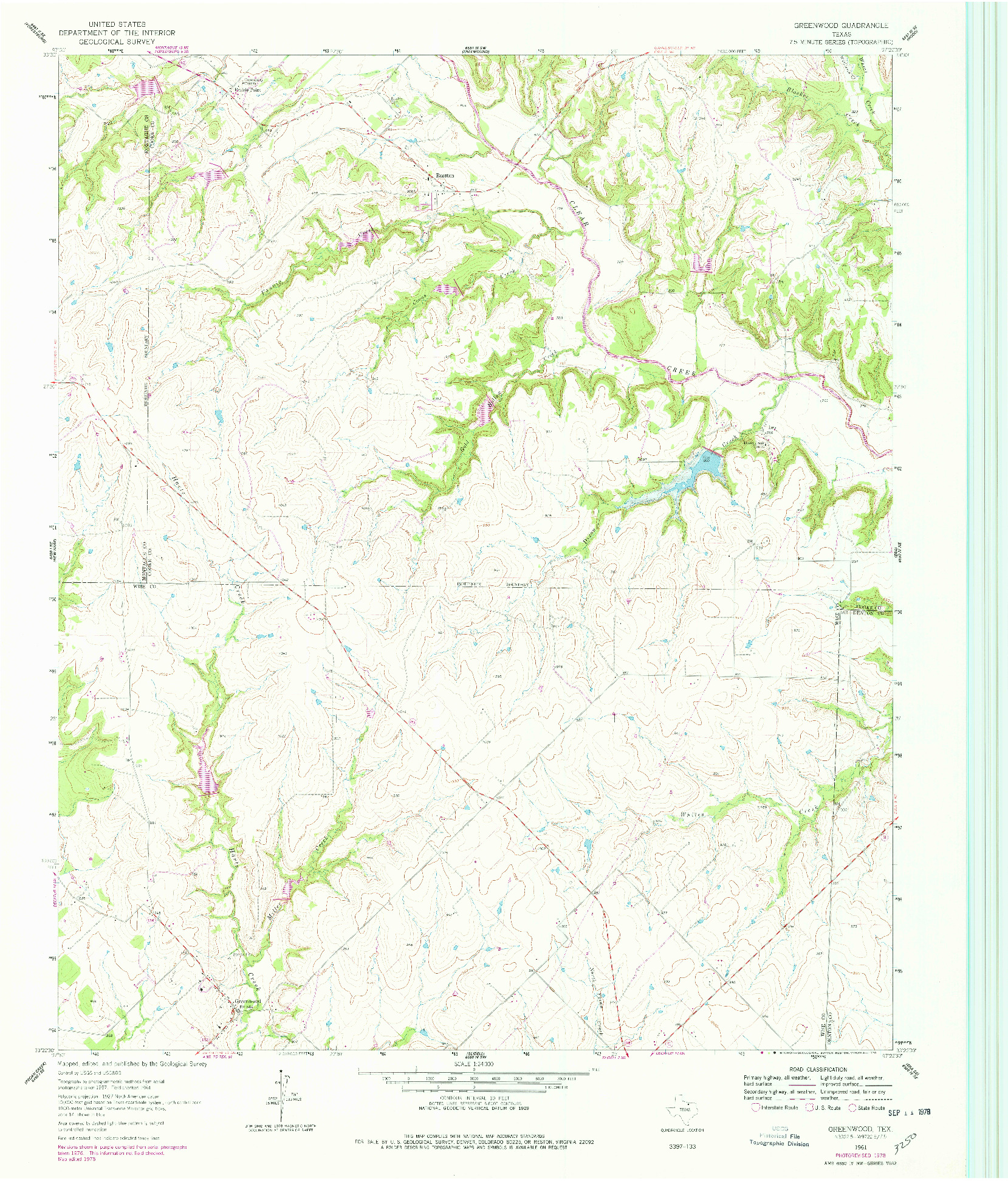 USGS 1:24000-SCALE QUADRANGLE FOR GREENWOOD, TX 1961