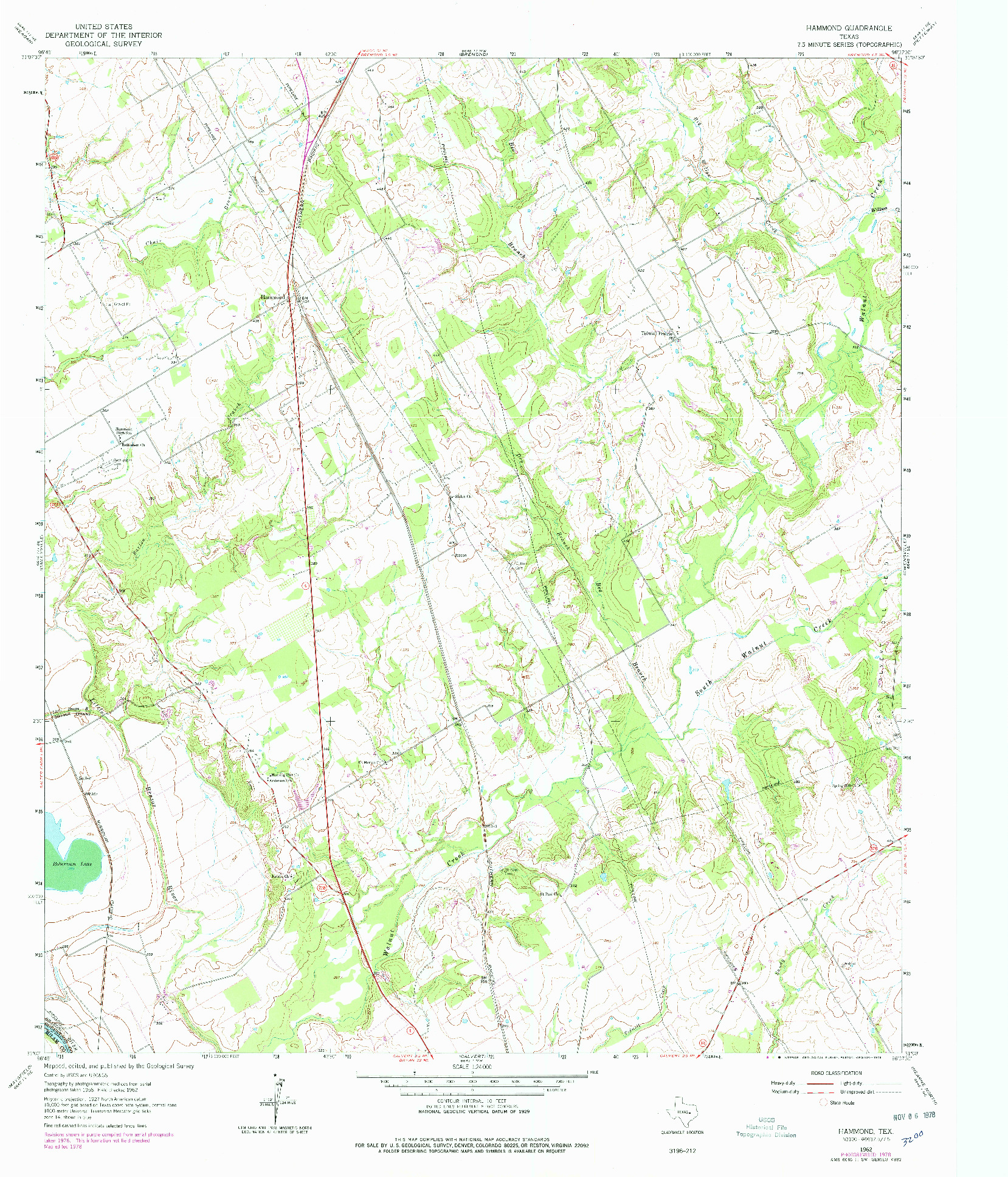 USGS 1:24000-SCALE QUADRANGLE FOR HAMMOND, TX 1962