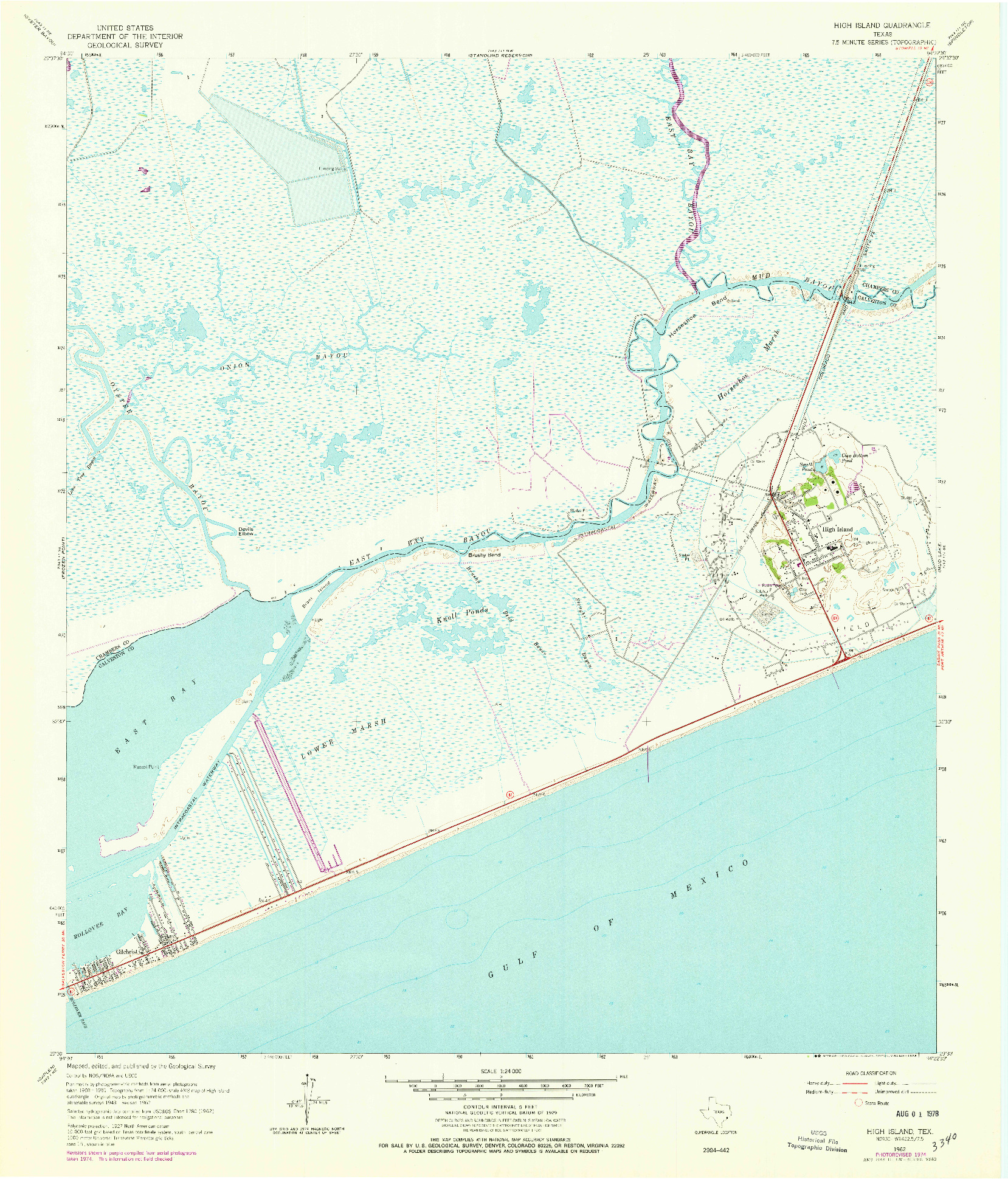 USGS 1:24000-SCALE QUADRANGLE FOR HIGH ISLAND, TX 1962