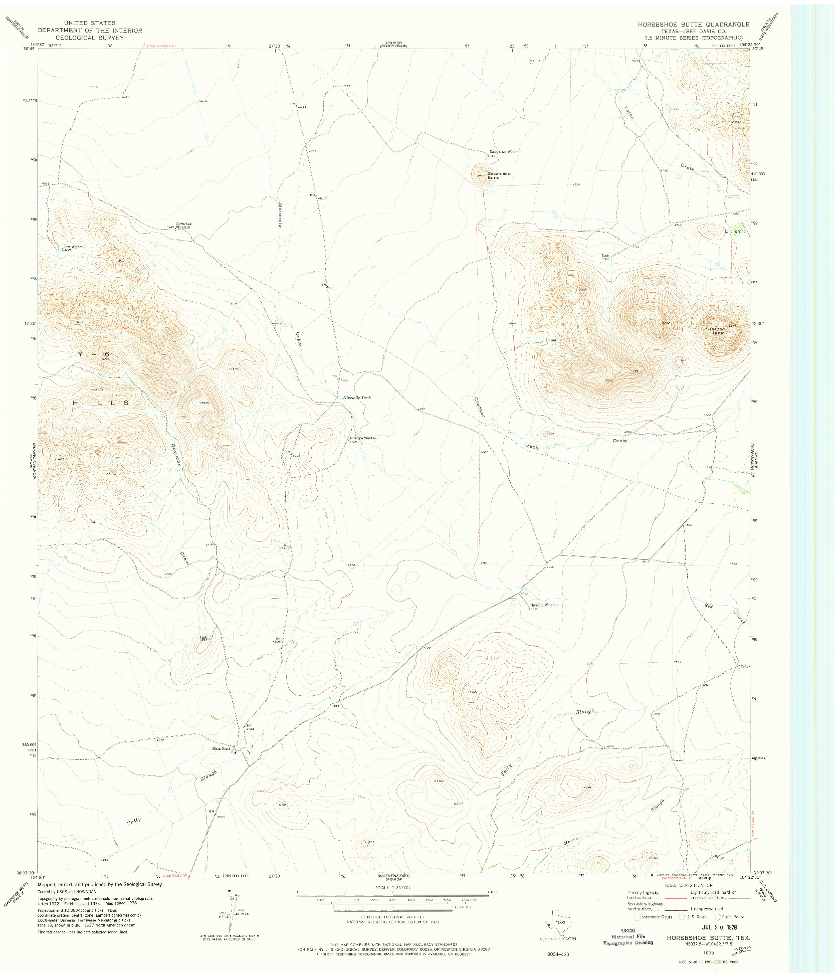 USGS 1:24000-SCALE QUADRANGLE FOR HORSESHOE BUTTE, TX 1978