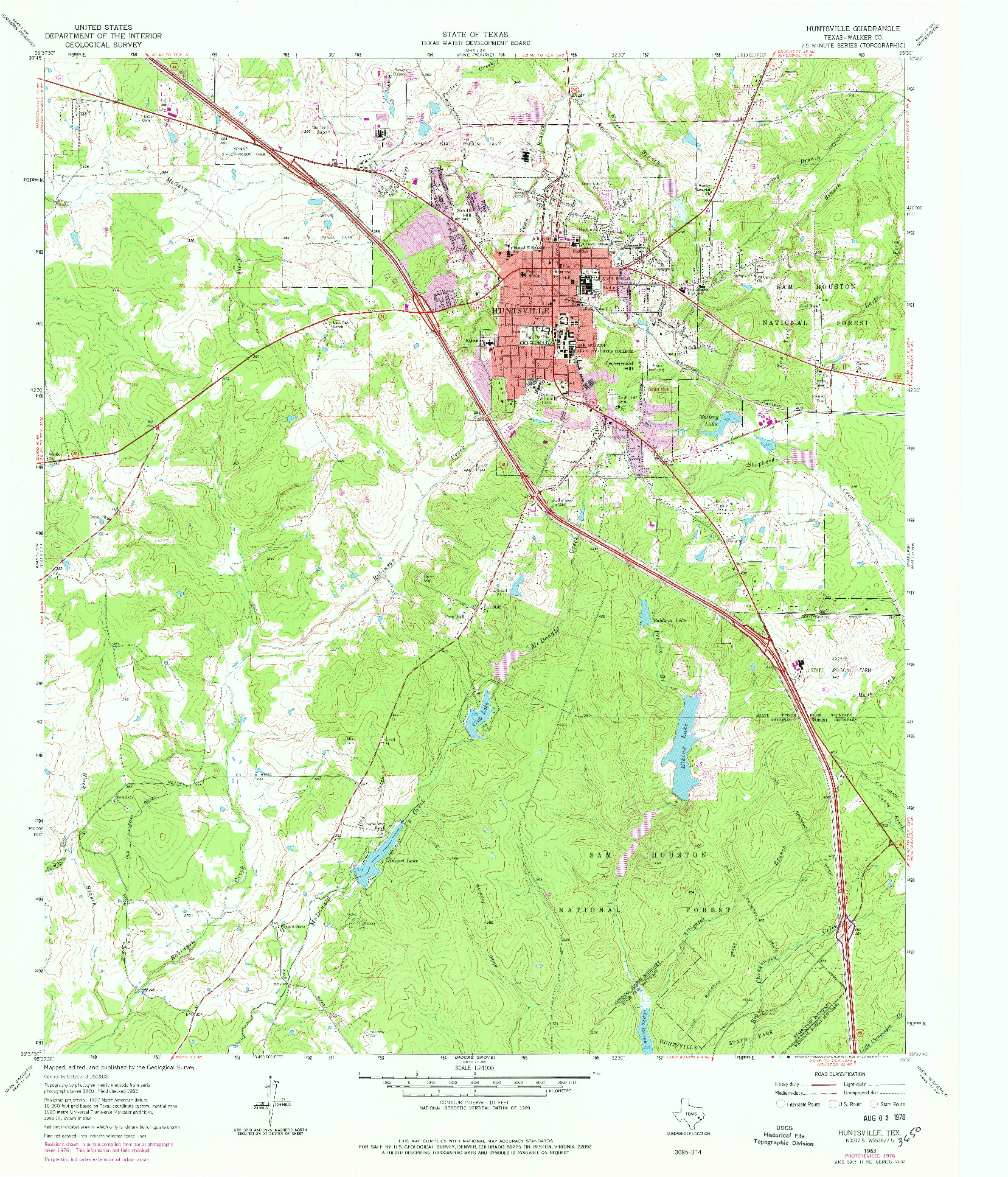 USGS 1:24000-SCALE QUADRANGLE FOR HUNTSVILLE, TX 1963