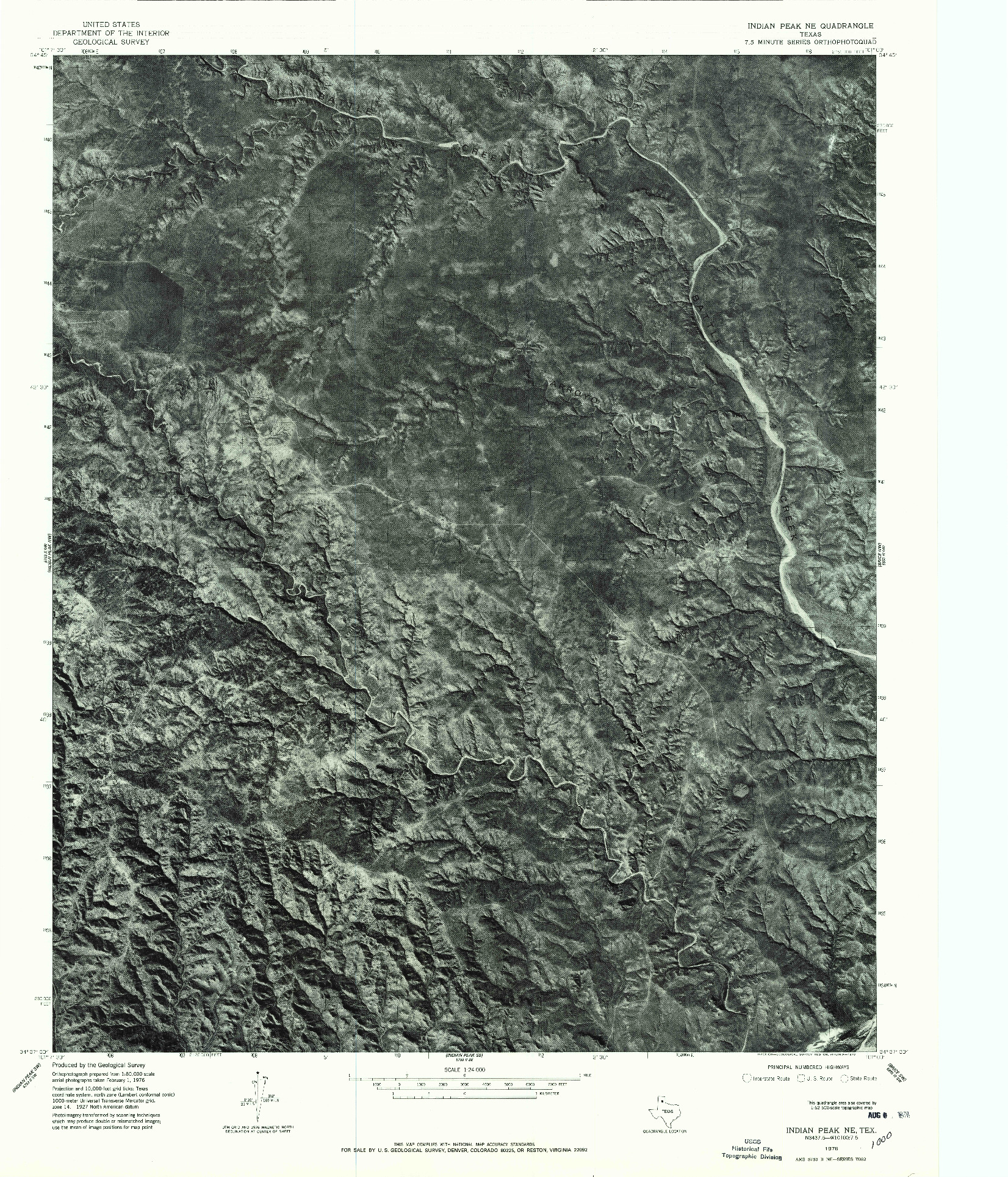 USGS 1:24000-SCALE QUADRANGLE FOR INDIAN PEAK NE, TX 1976