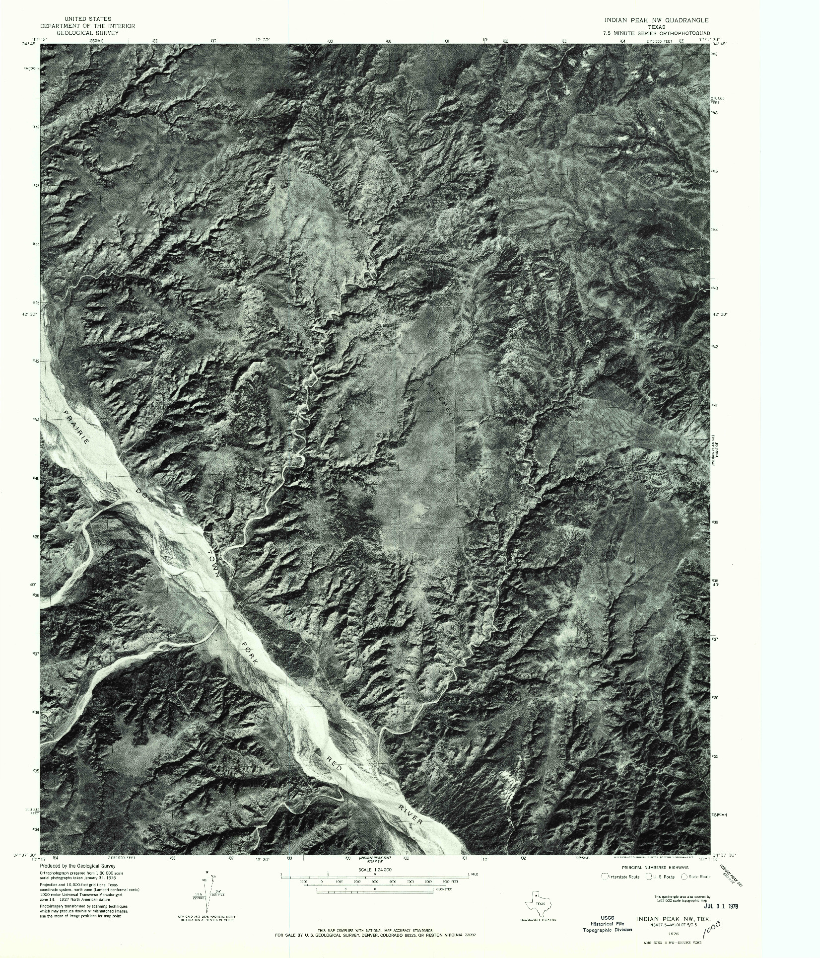USGS 1:24000-SCALE QUADRANGLE FOR INDIAN PEAK NW, TX 1976