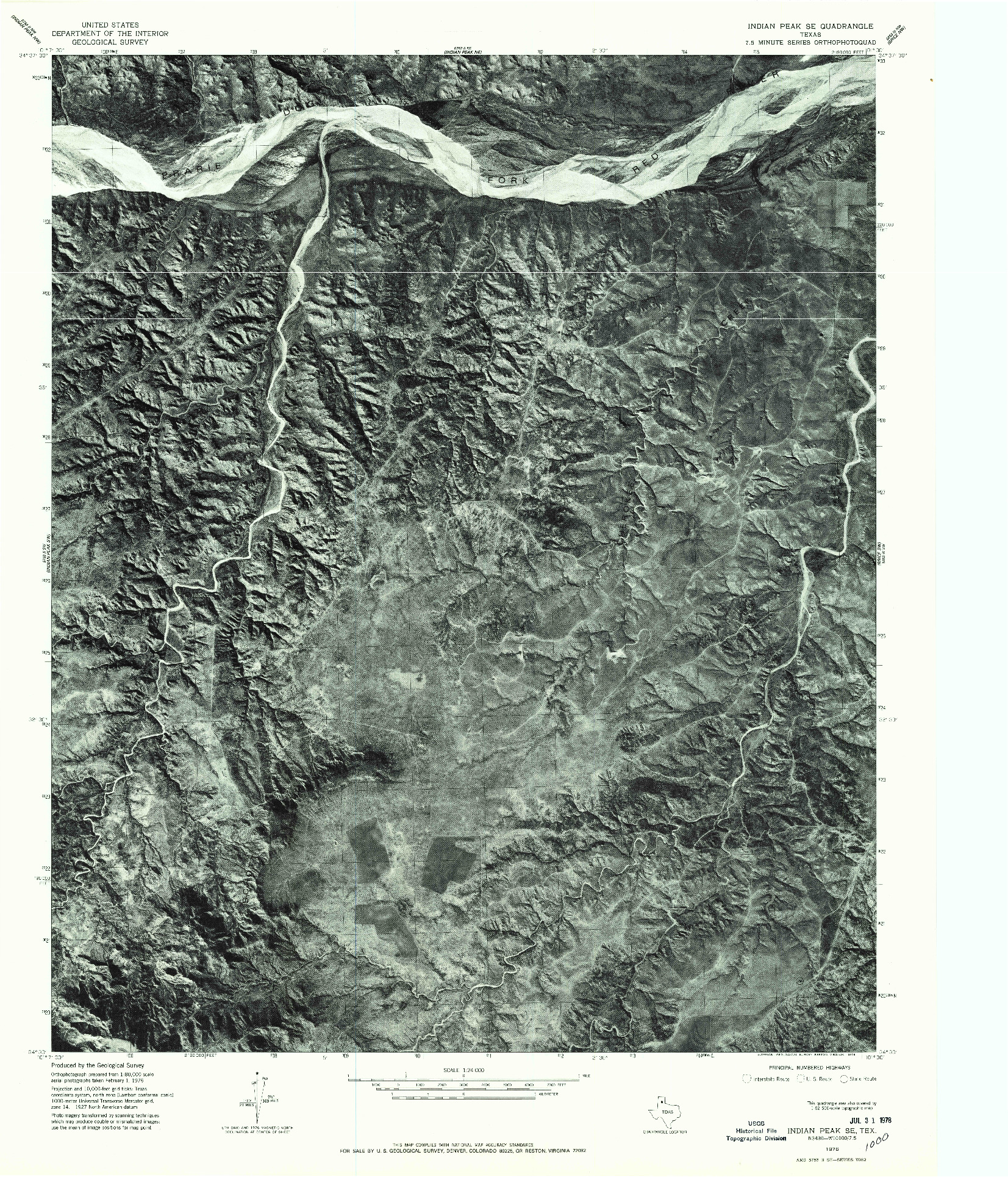 USGS 1:24000-SCALE QUADRANGLE FOR INDIAN PEAK SE, TX 1976