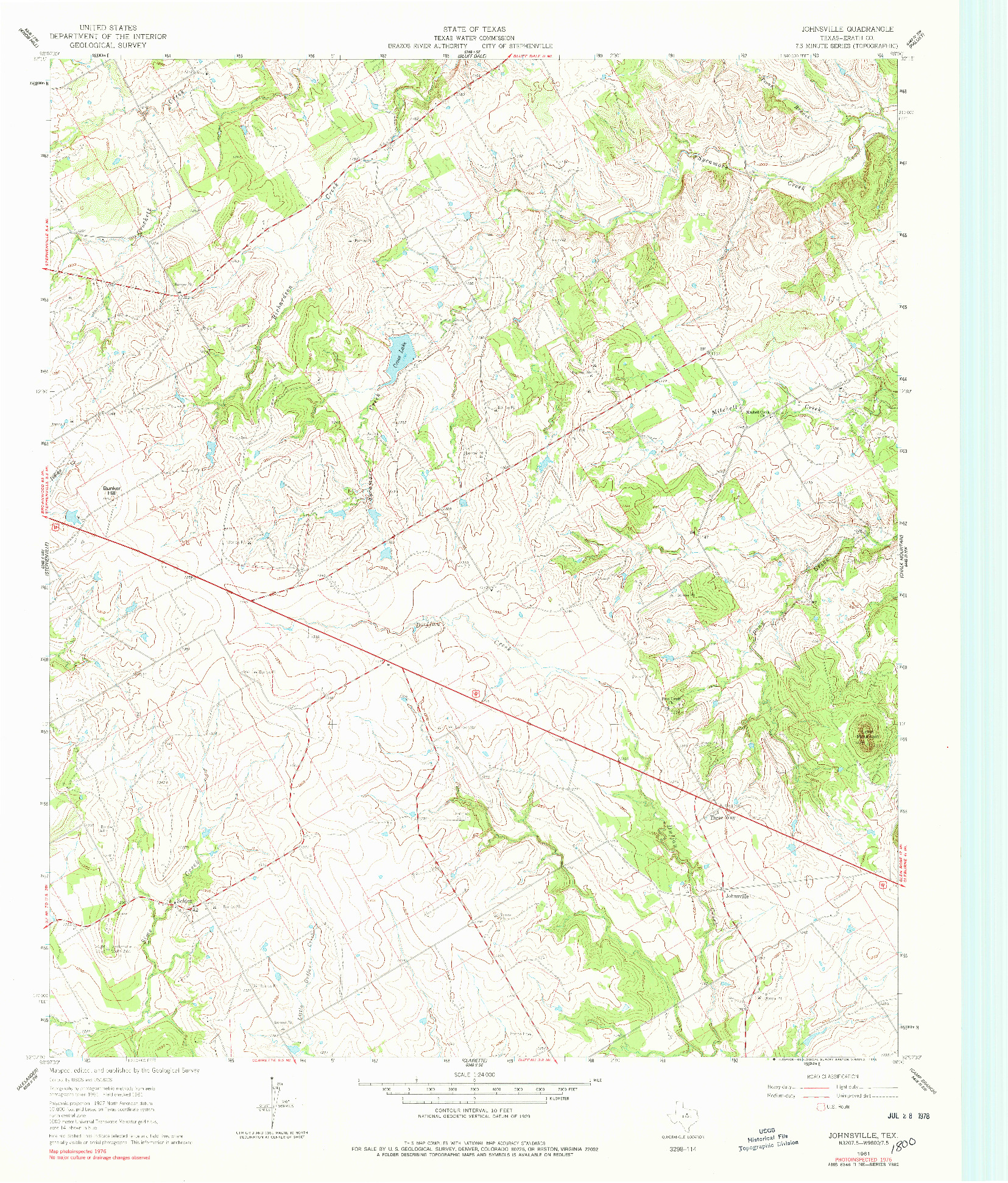 USGS 1:24000-SCALE QUADRANGLE FOR JOHNSVILLE, TX 1961