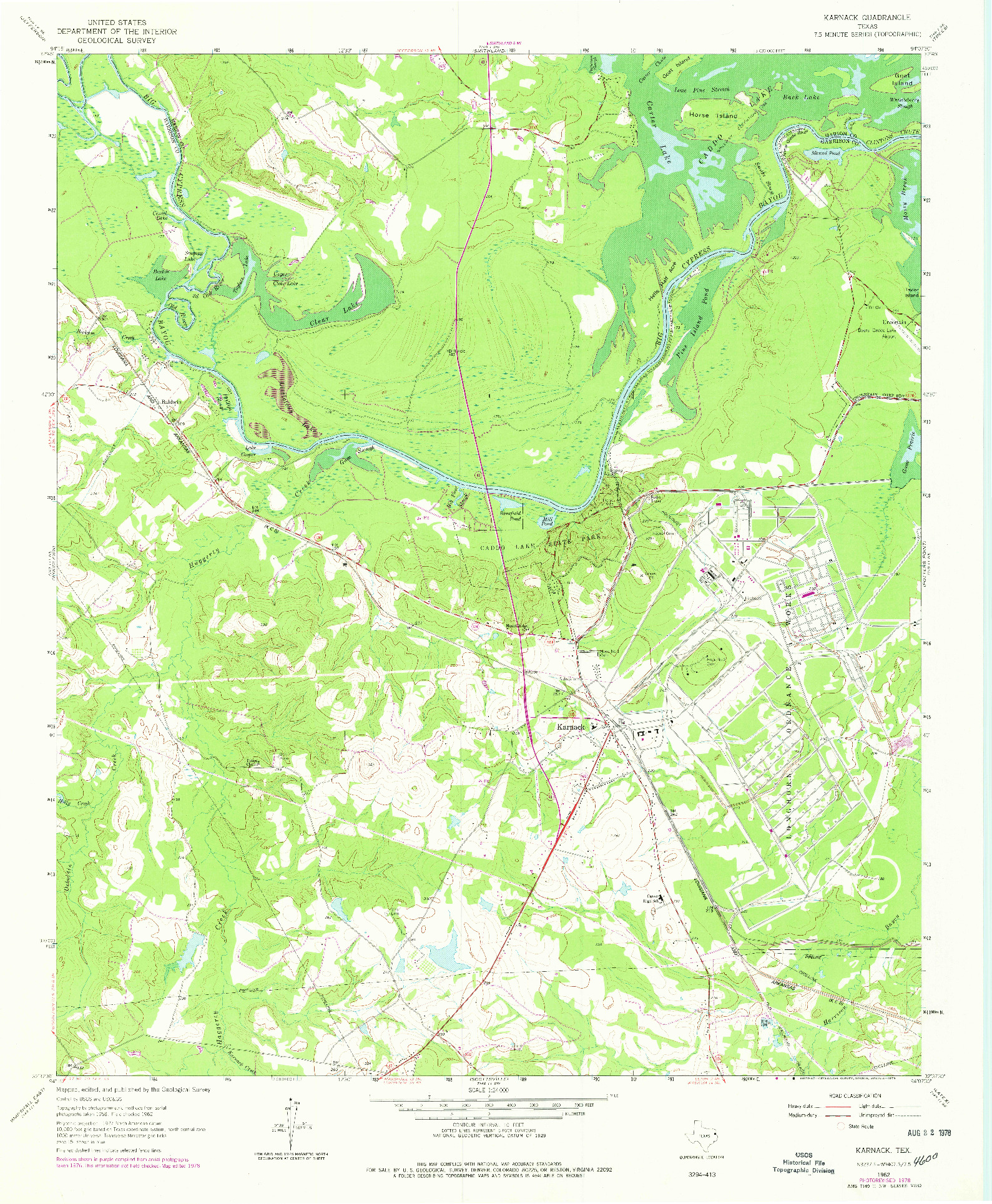 USGS 1:24000-SCALE QUADRANGLE FOR KARNACK, TX 1962