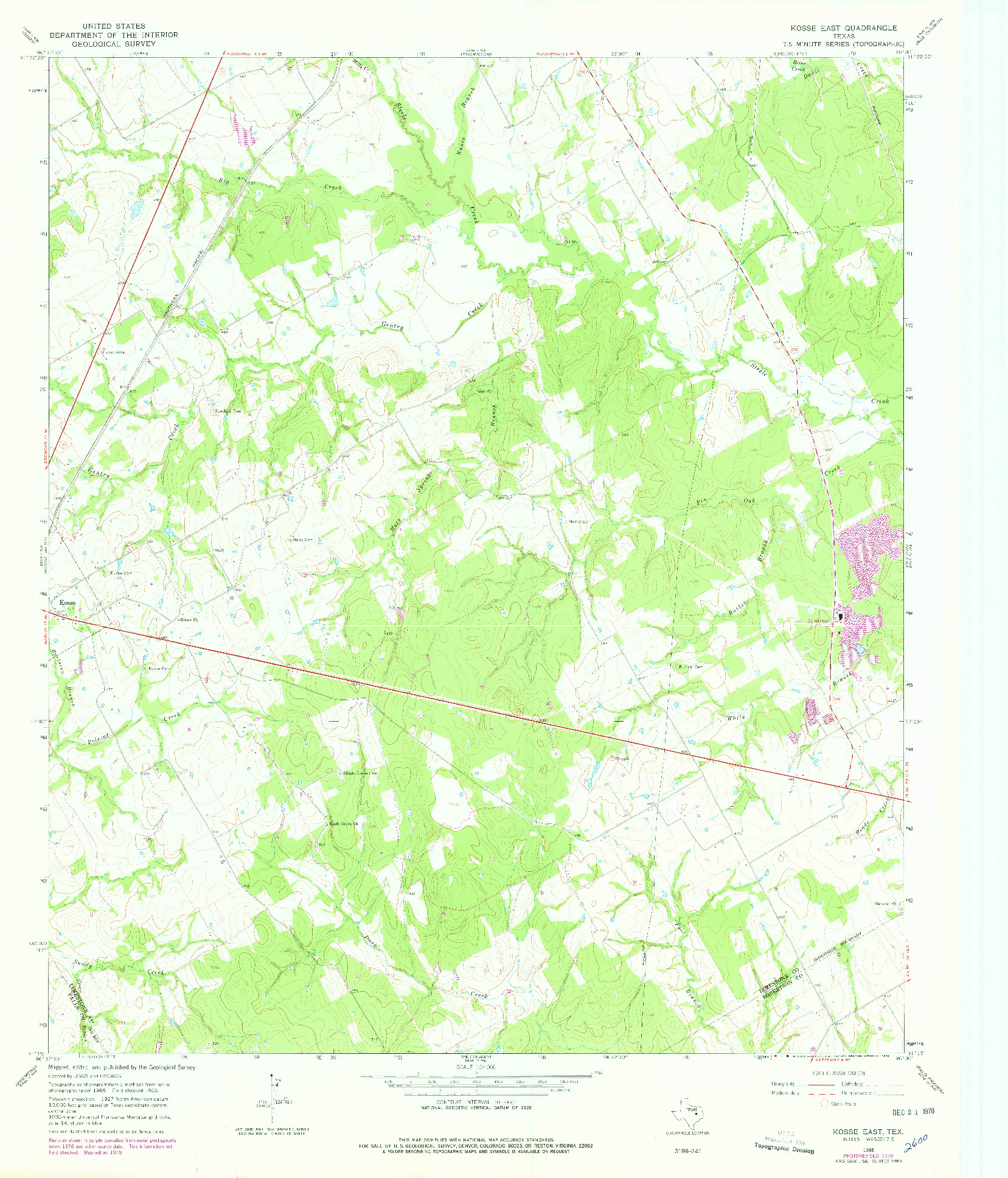 USGS 1:24000-SCALE QUADRANGLE FOR KOSSE EAST, TX 1966