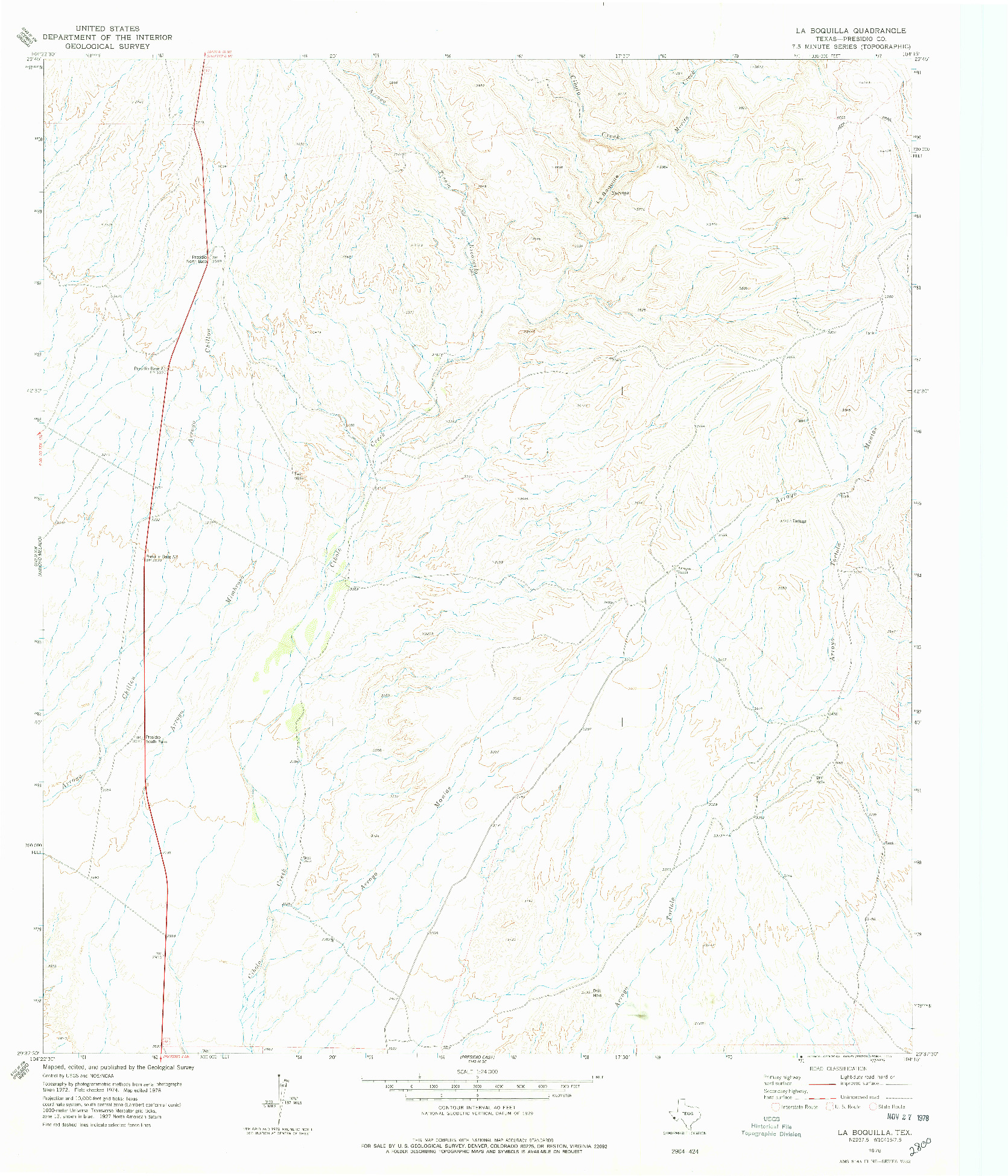 USGS 1:24000-SCALE QUADRANGLE FOR LA BOQUILLA, TX 1978