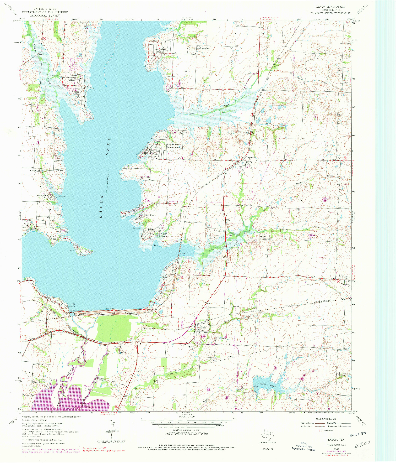 USGS 1:24000-SCALE QUADRANGLE FOR LAVON, TX 1963