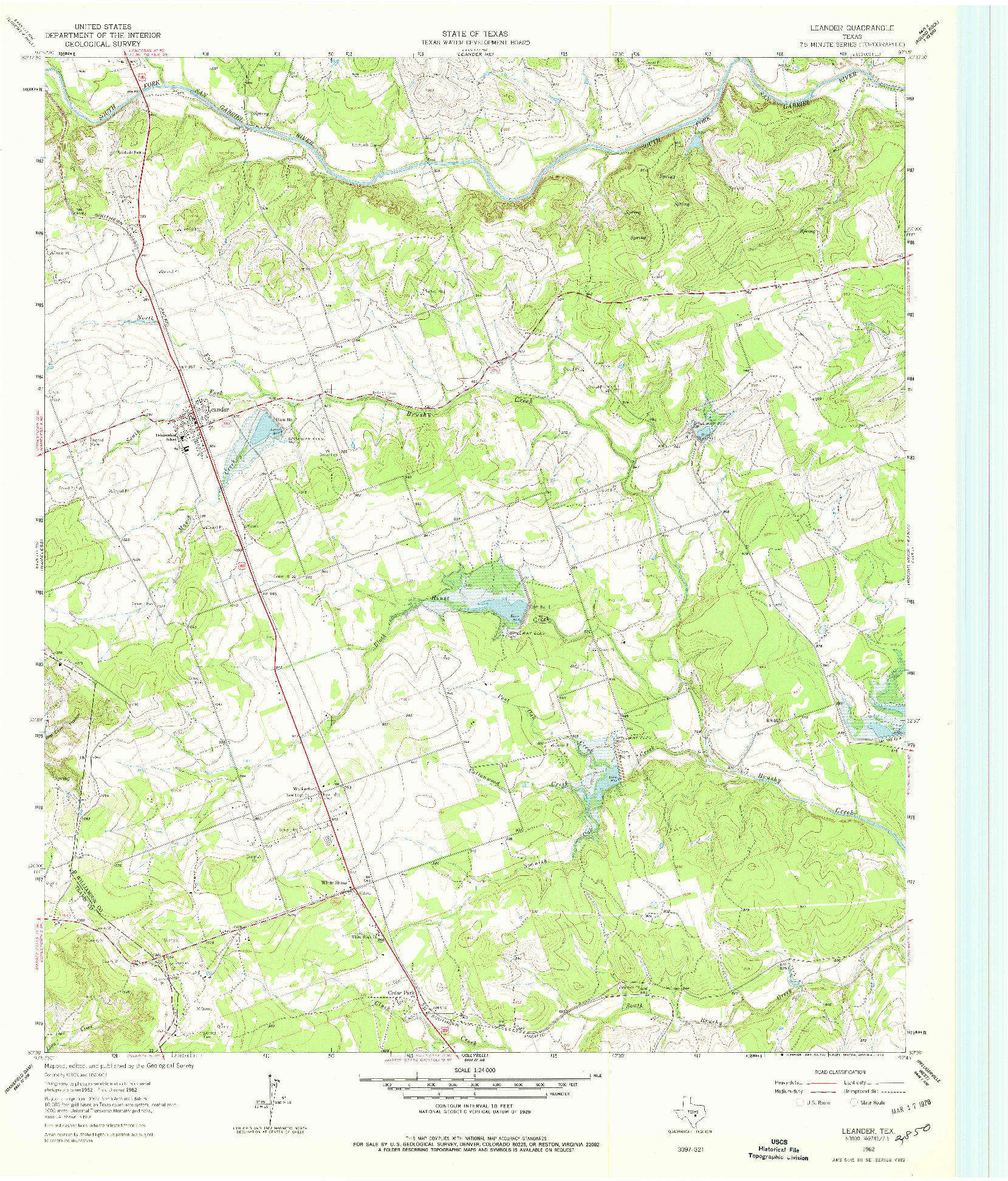 USGS 1:24000-SCALE QUADRANGLE FOR LEANDER, TX 1962