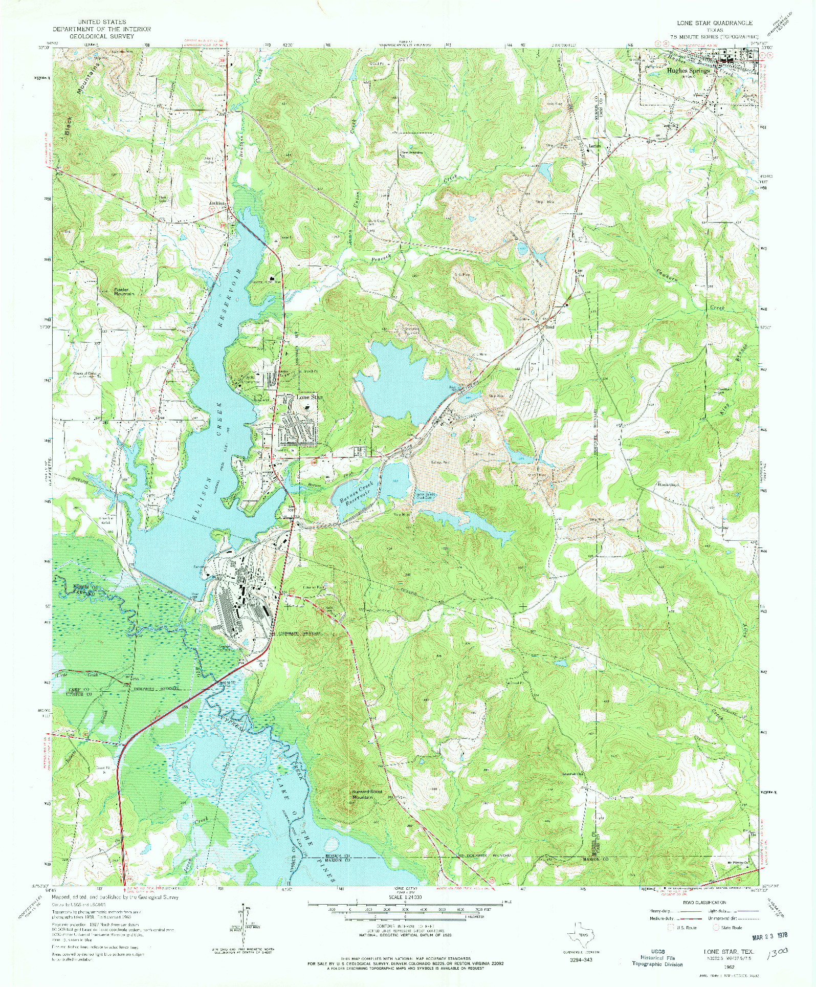 USGS 1:24000-SCALE QUADRANGLE FOR LONE STAR, TX 1962