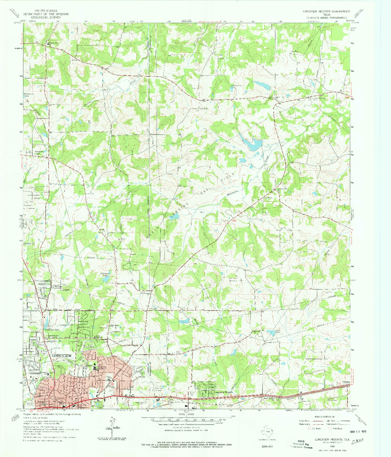 USGS 1:24000-SCALE QUADRANGLE FOR LONGVIEW HEIGHTS, TX 1962